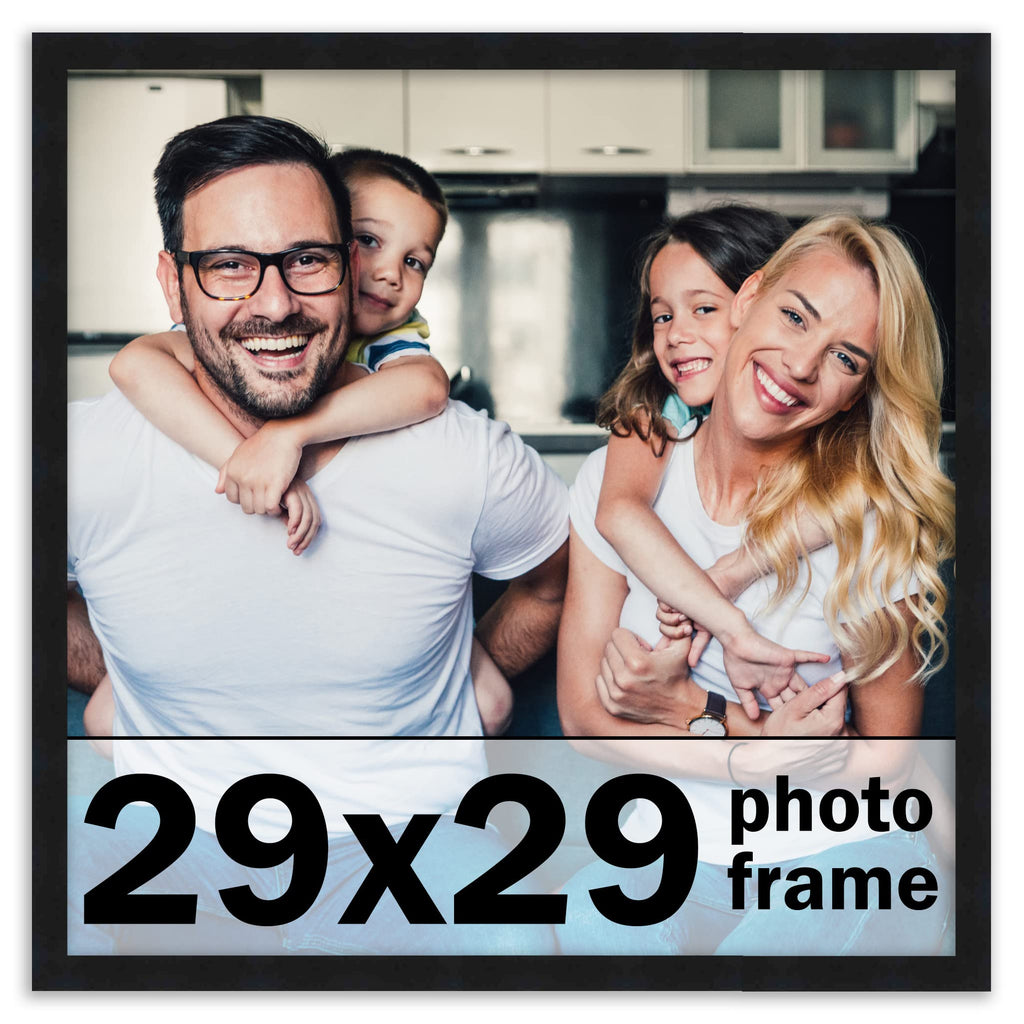 CountryArtHouse 29x29 Frame Black Solid Pine Wood Picture Frame Includes UV Acrylic Plexiglass, Acid Free Foam Backing Board and