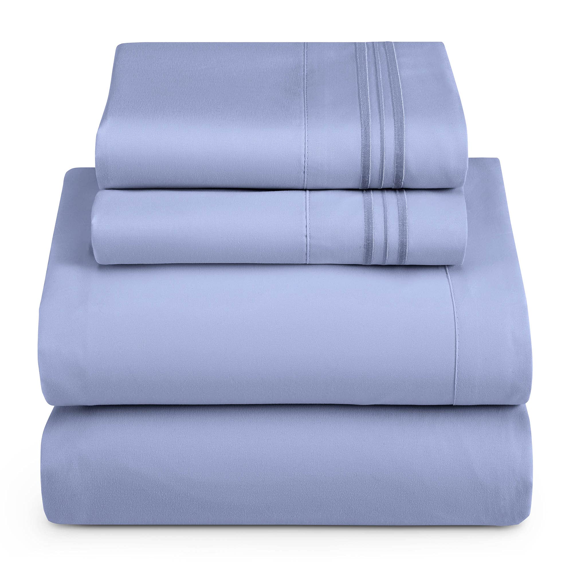 Hearth & Harbor Full Size Sheets - 4 Piece Bed Sheet Set, Hotel Luxury Double Brushed Bed Sheets - Extra Soft Bedding Sheets & Pillowcases, Full, Steel