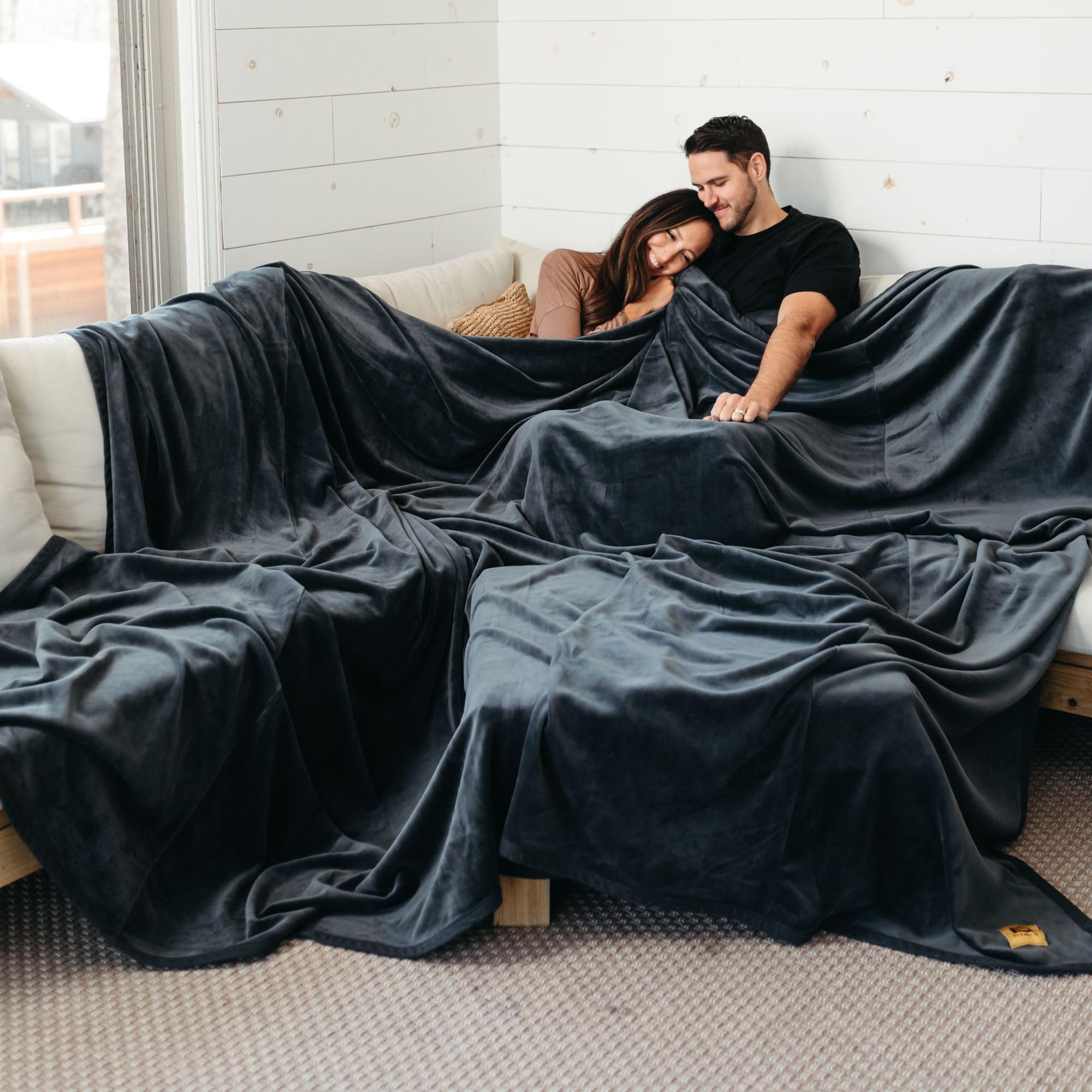 Big Blanket Co Original Stretch Smoke Grey | 120    X 120    (10' X 10') Extra Large Throw Blanket | Soft, Giant, Cozy Blanket T