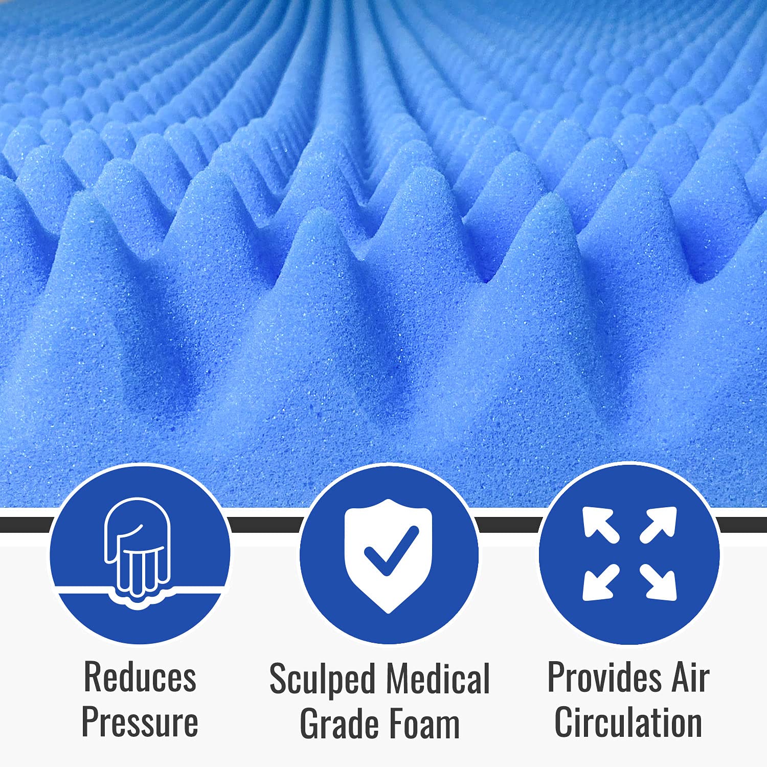 Dmi Foam Mattress Topper, Egg Crate Foam Pad, Mattress Pad And Bed Topper For Support, Air Circulation, Pressure Relief And Weight Distribution, Queen Size Mattress, 56 X 78 X 2 (Pack Of 10)