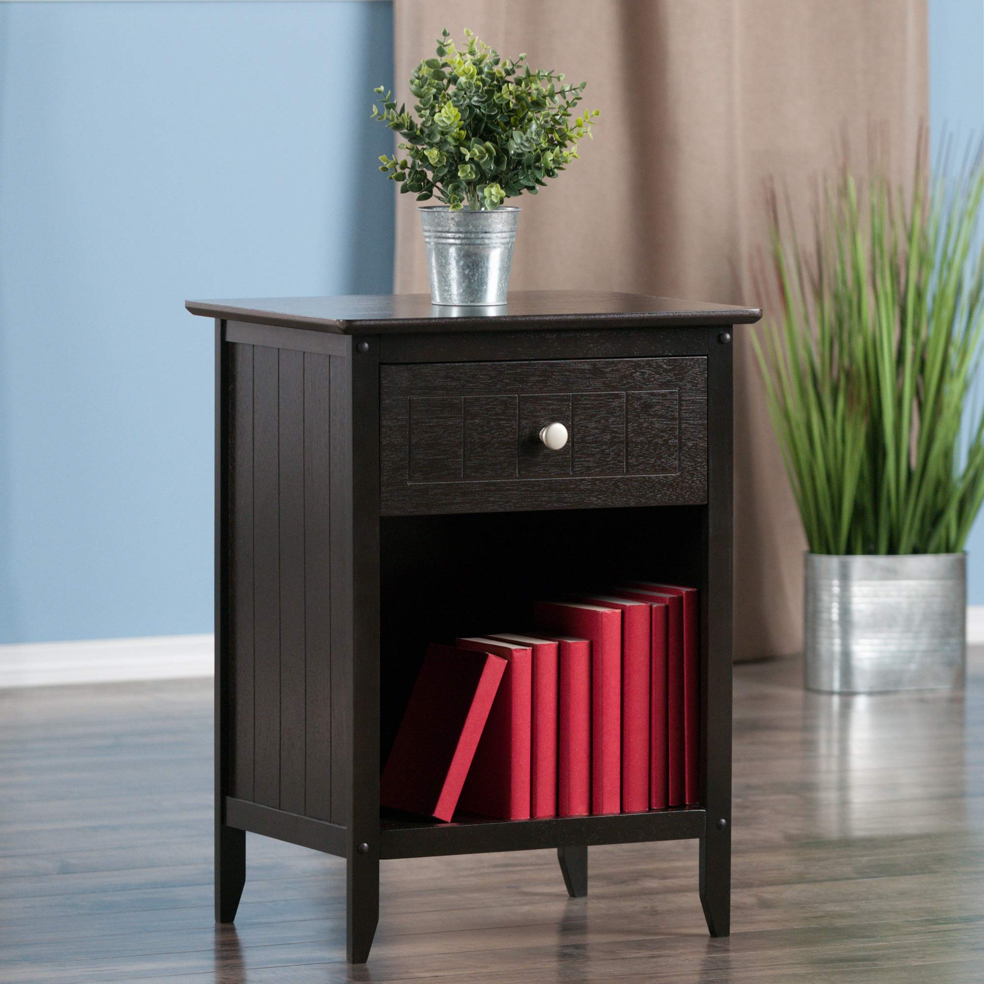 Ergode Wood Burke Home Office Printer Stand | Cottage Style Design | Adjustable Center Shelf | Ample Storage Space | Dark Coffee Finish | 19.84' W x 19.84' D x 31.1' H (99555-VV)