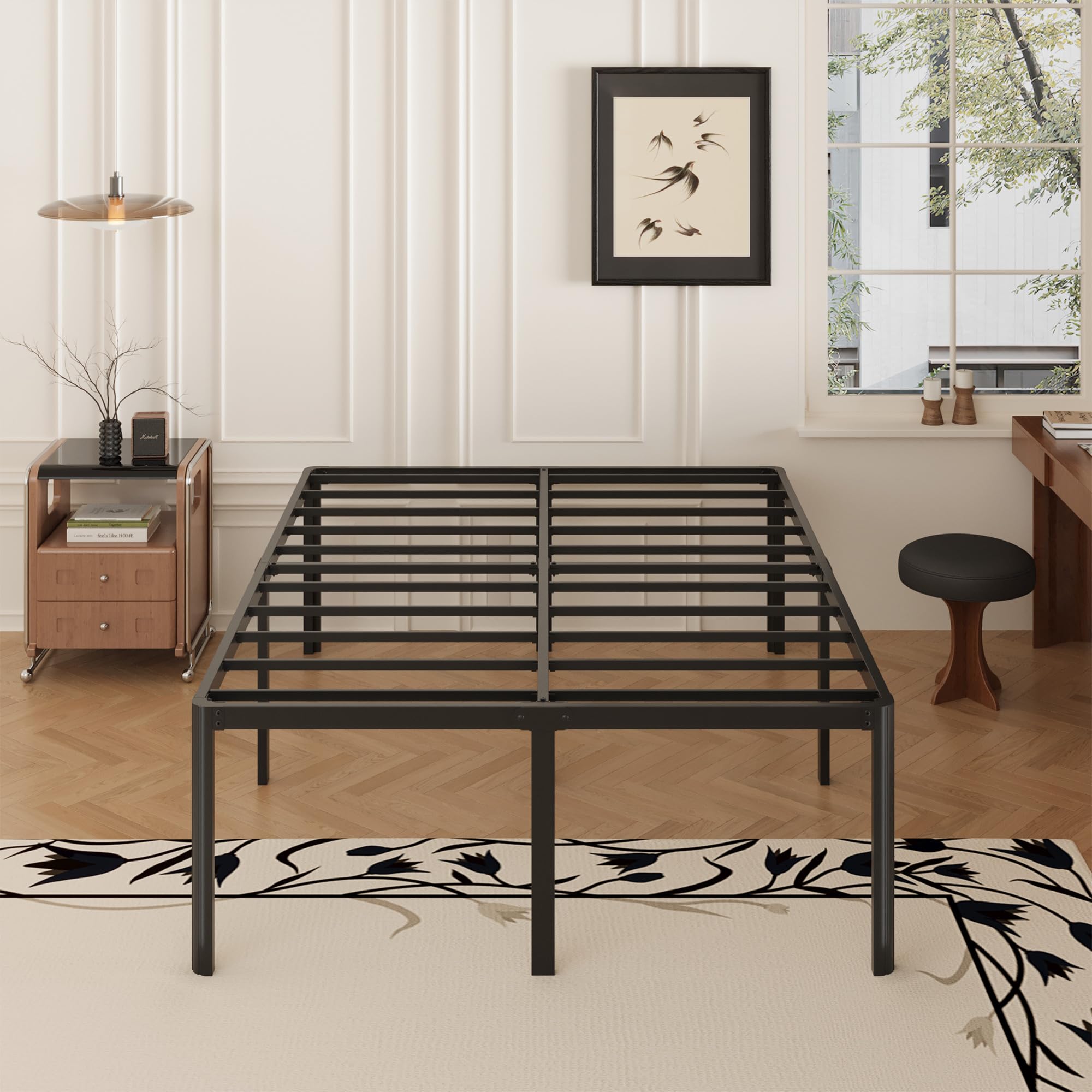Yicensen 22 Inch High Full Bed Frame With Rounded Corner Legs, Heavy Duty Full Size Metal Platform Bed Frame No Box Spring Neede
