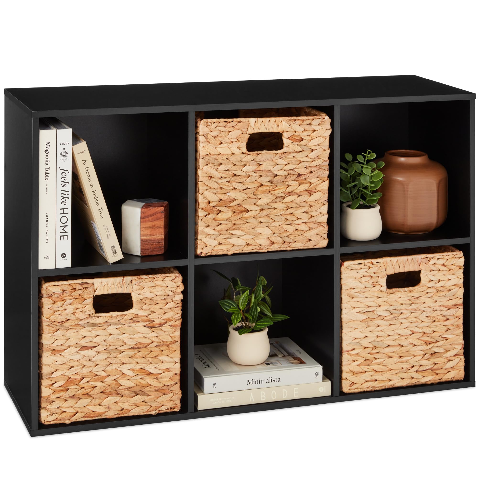 Best Choice Products 6-Cube Storage Organizer, 11In Shelf Opening, Bookcase, Display Shelf, Customizable W/ 3 Removable Back Panels – Black