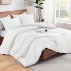 Andency White California King Comforter Set, 3 Pieces Cal King Lightweight Soft Solid Bed Comforter, Oversized Fluffy Microfiber Bedding Set (104X96In, 2 Pillowcases)