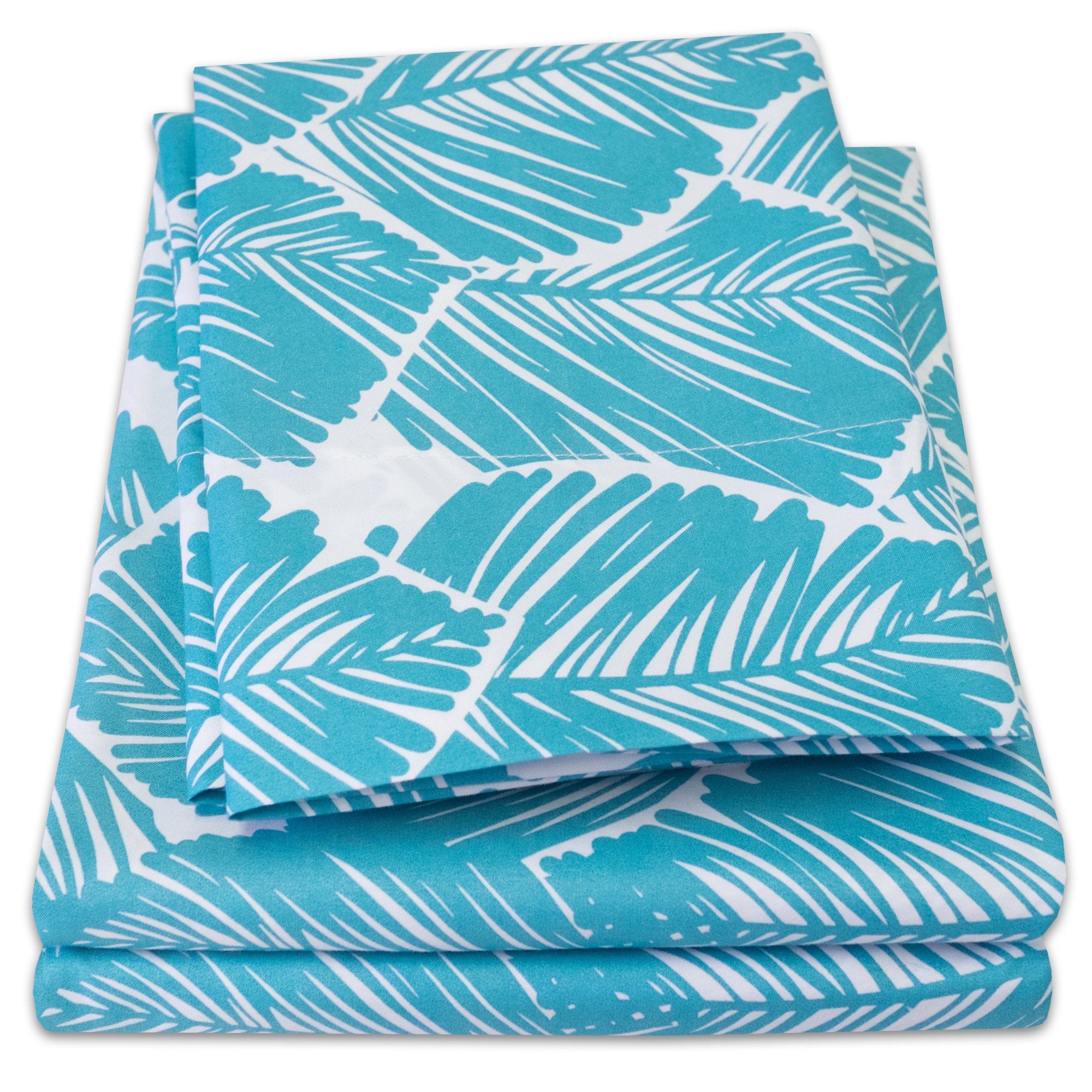 1500 Supreme Collection Extra Soft Tropical Leaf Teal Pattern Sheet Set, Full - Luxury Bed Sheets Set With Deep Pocket Wrinkle F