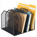Fucdtefc Desk File Organizer, Adjustable 5 Sections Upright Desktop Organizer File Sorter, Sturdy Metal Mesh Vertical Bookshelf