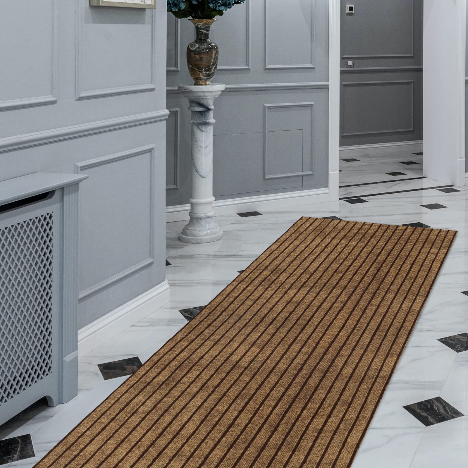 FREADEM Runner Rugs 2' x 77' Indoor Outdoor Carpet Runner, Area Rugs with Anti-Slip Rubber Backing for Aisle Hallway Balcony Gar