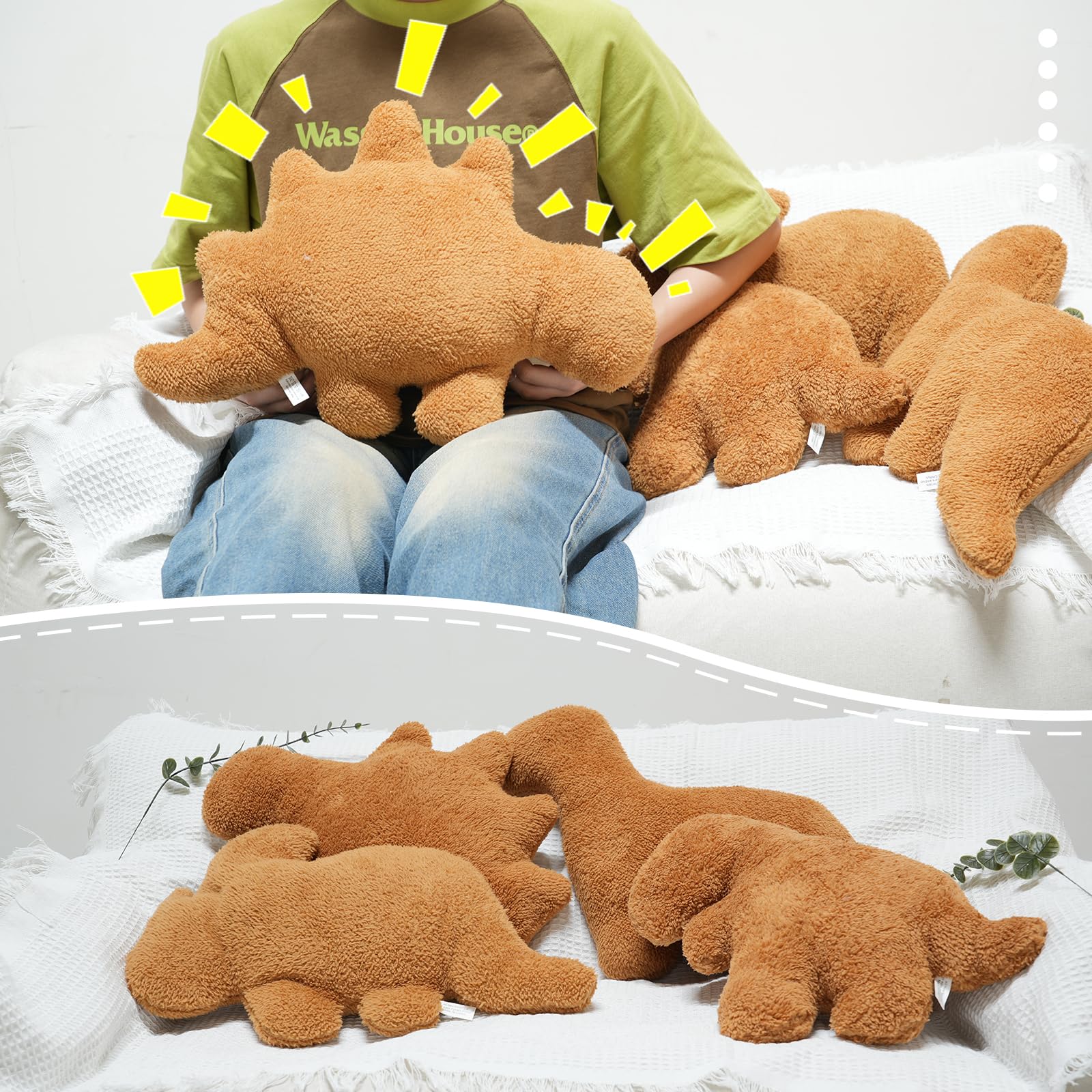 Tvvpgg Dino Nugget Plush,18 In Dino Nugget Pillow Stuffed Toy, Funny Dino Chicken Nuggets Pillow Gifts For Kids Adults Girlfrien
