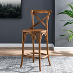 Modway Gear X-Back Wood Counter Bar Stool In Walnut
