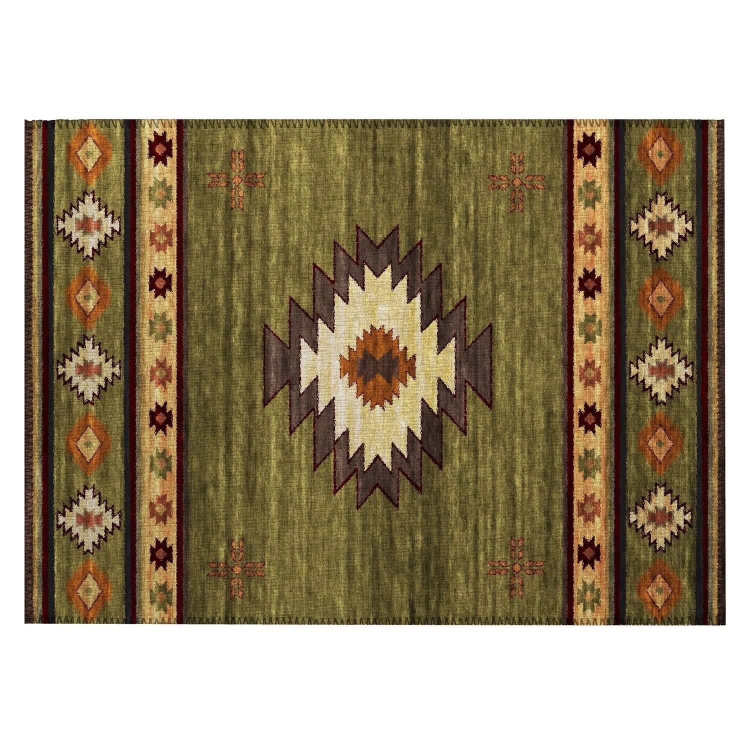 Phoenix Ph4 Green Southwestern Rug Rectangle 9' X 12'