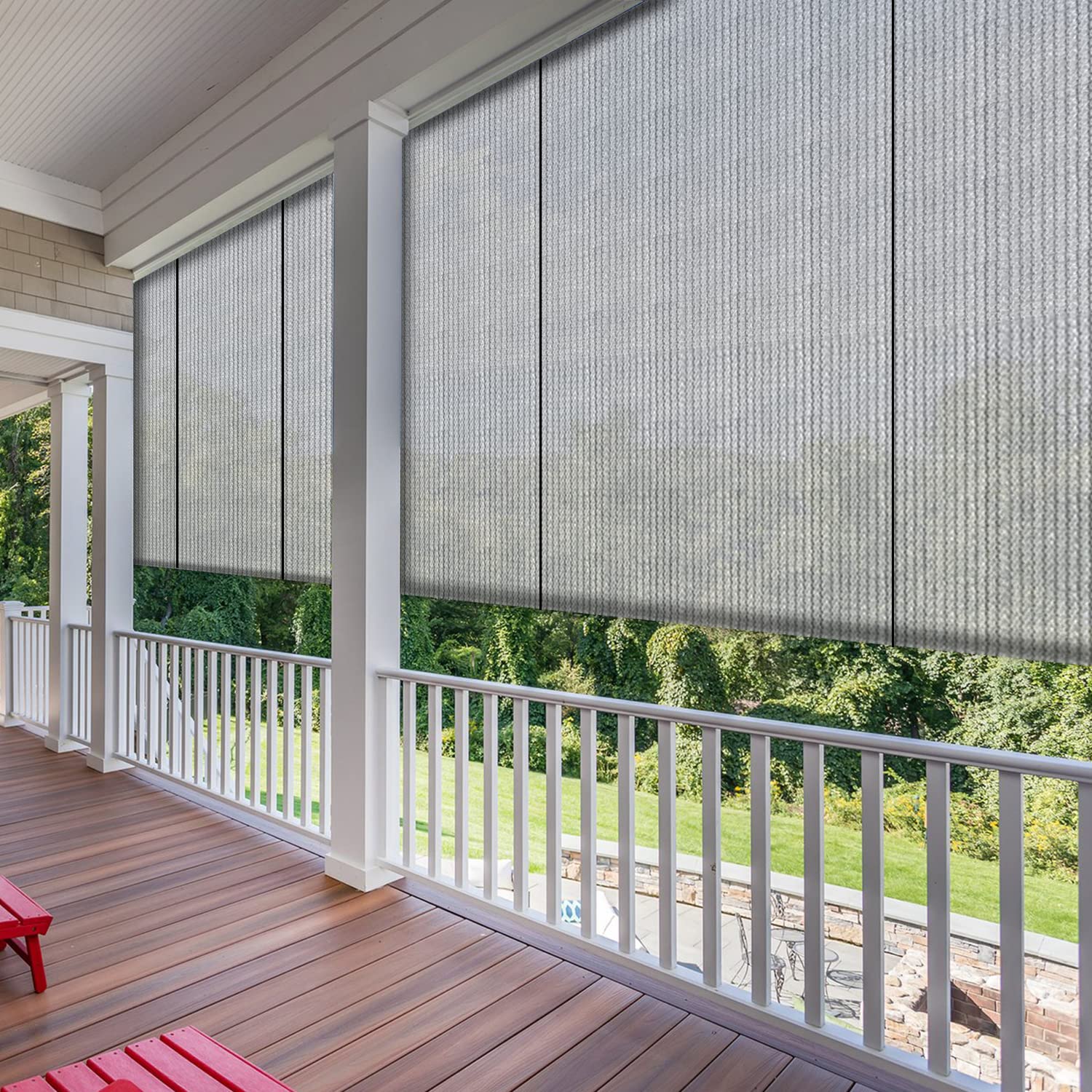 Sunnyroyal Patio Shades Roll Up Outdoor Exterior Roller Shades Roll Up Blinds For Patio Yard Deck Porch Balcony Backyard 4' W X