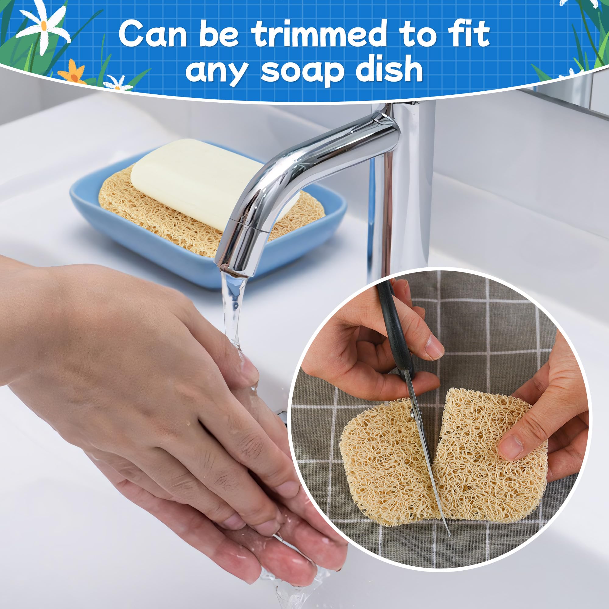 4Pcs Soap Lifting Pad For Bar Soap,Beige Non-Slip Soap Saver Pads Self Draining Soap Bars Holder Pads For Kitchen Bathroom Trave