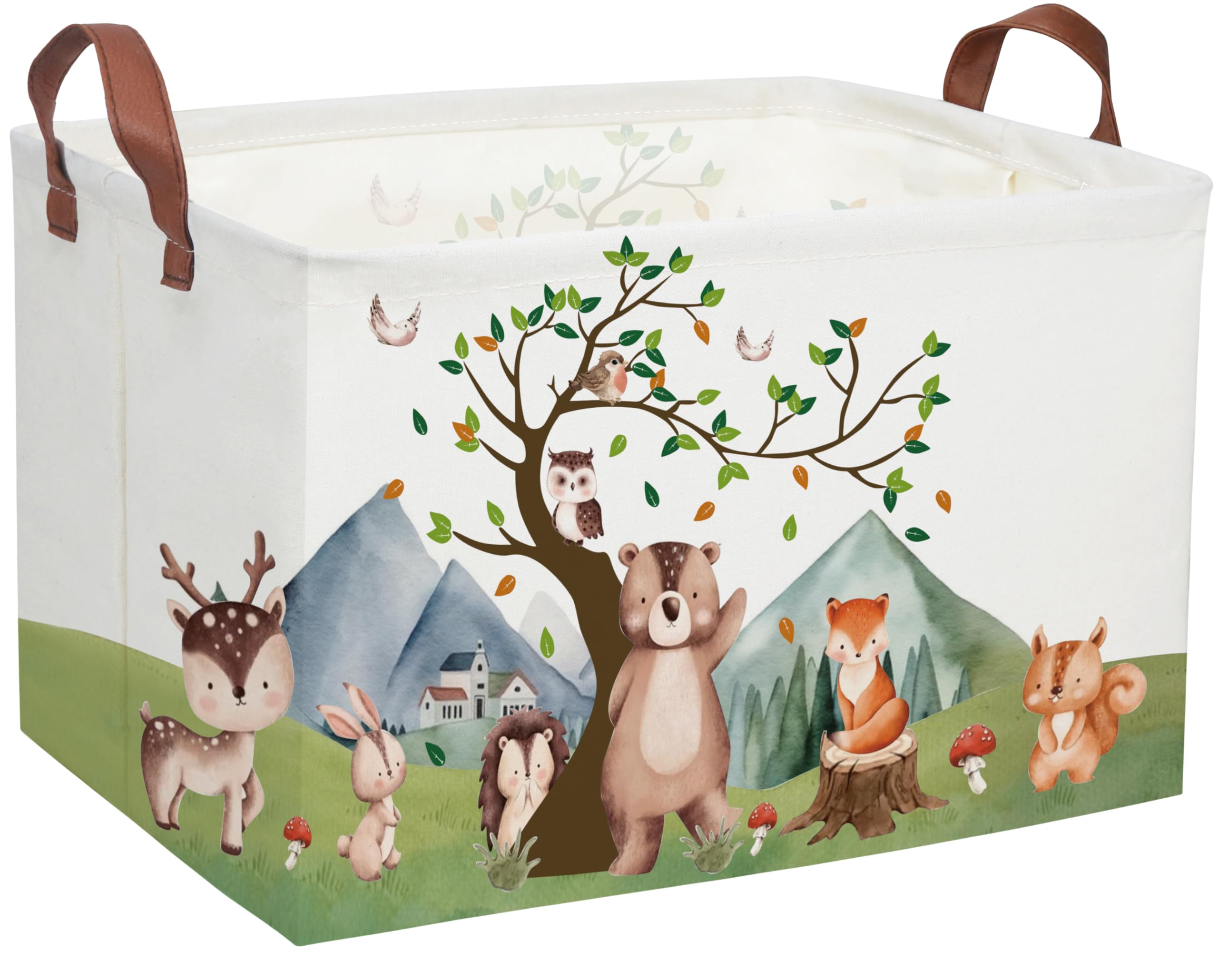DDBASKET Kids Basket Animal Baskets Cute Storage Bins Rectangular Toy Storage Bin Organizer Book Box ,Animals Room Decor(Mountai
