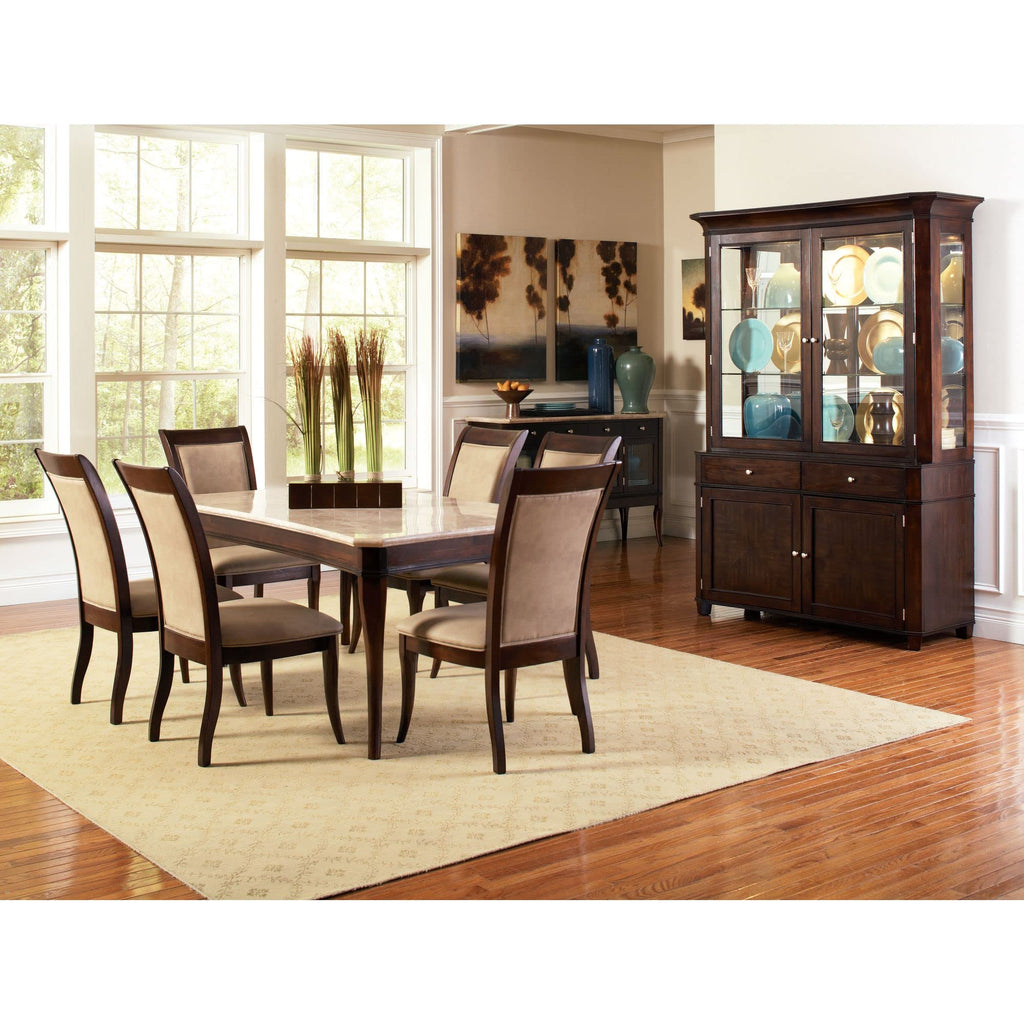 Steve Silver Marseille Marble Top Dining Table, Brown, Model MS850WT, Stone Material
