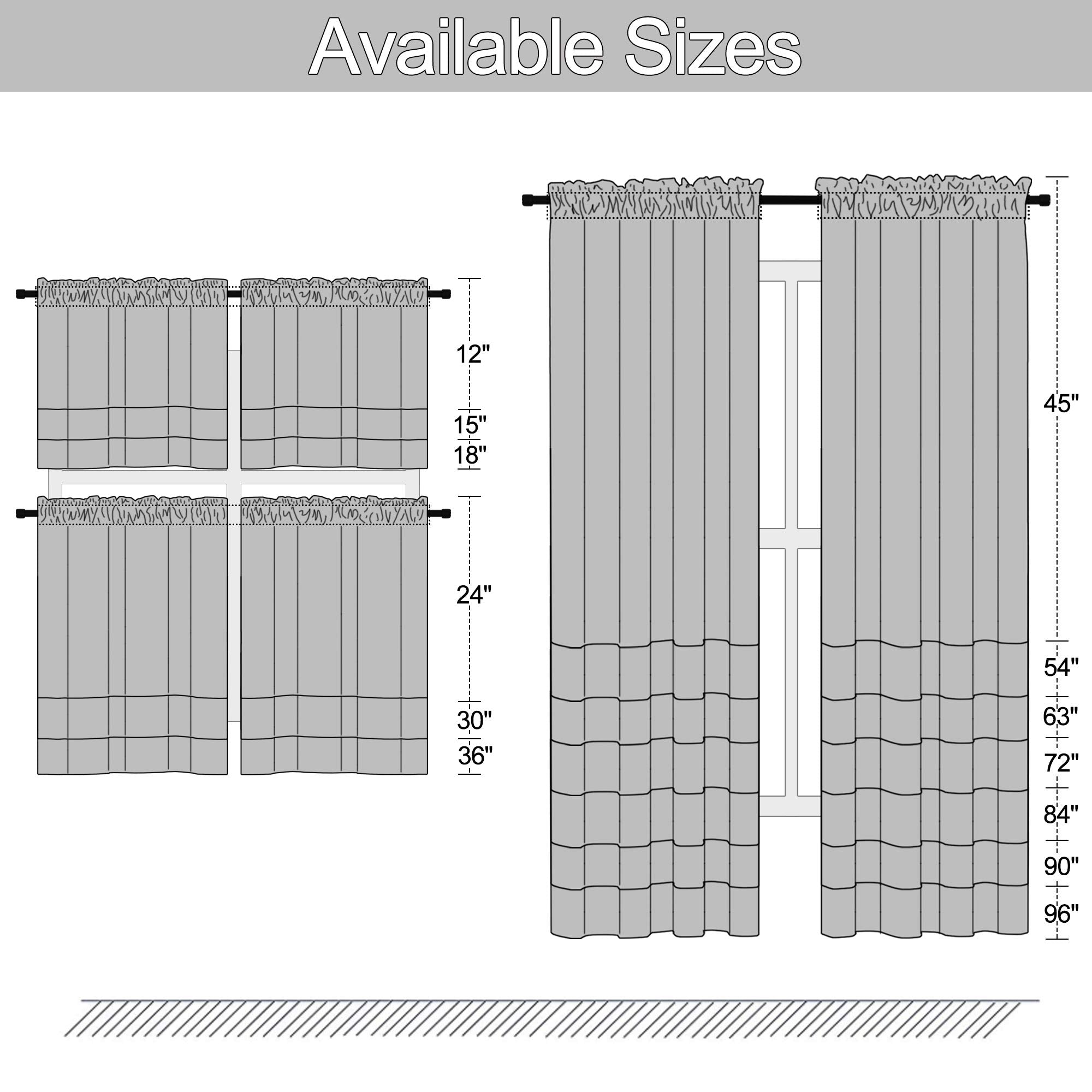 DONREN Curtain Tiers - Light Grey Blackout Short Curtains, 52"x30", 2 Panels, Model DR-GJM-06-LIGHTGREY