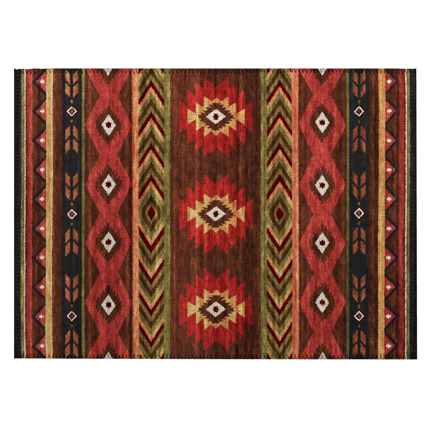 Phoenix Ph3 Brown Southwestern Rug Rectangle 3' X 5'