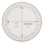 Westcott 360-Degree Compass Protractor 3 1/2-Inch Clear Plastic
