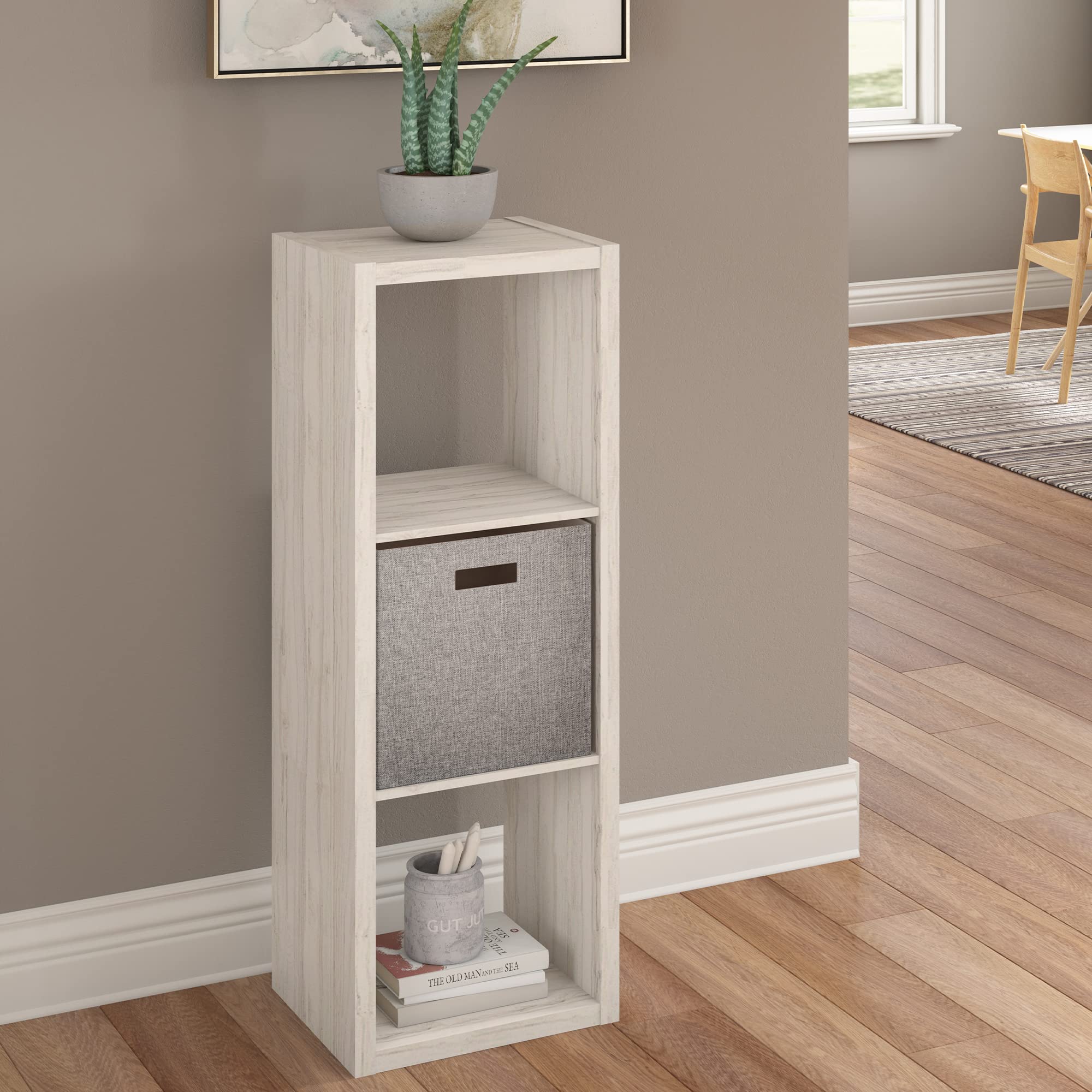 Closetmaid 4543 Decorative Open Back 3-Cube Storage Organizer, Bleached Walnut