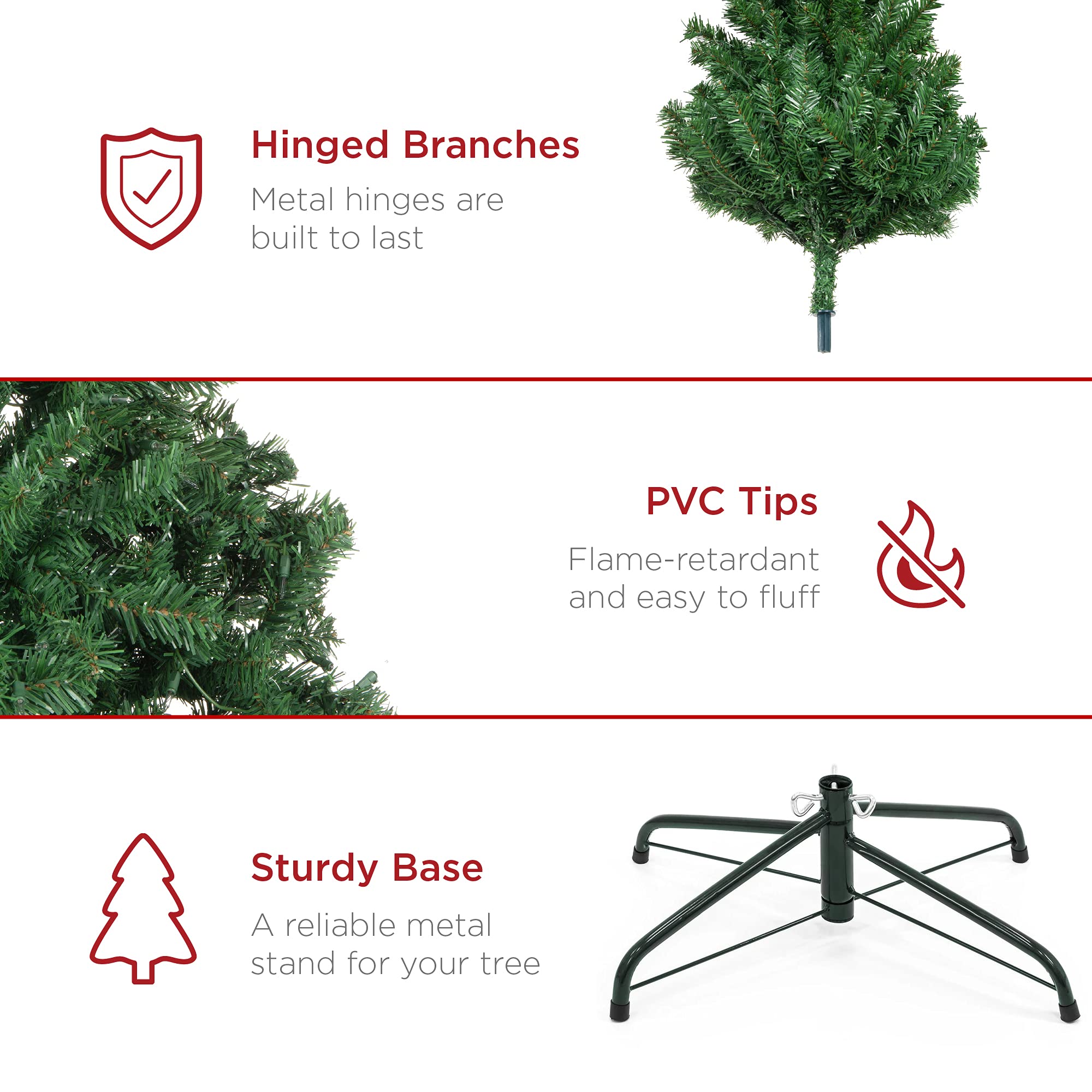 Best Choice Products Artificial Christmas Tree, 6Ft Premium Unlit Realistic Spruce Holiday D  Cor W/Dense Branches, Easy Assembl