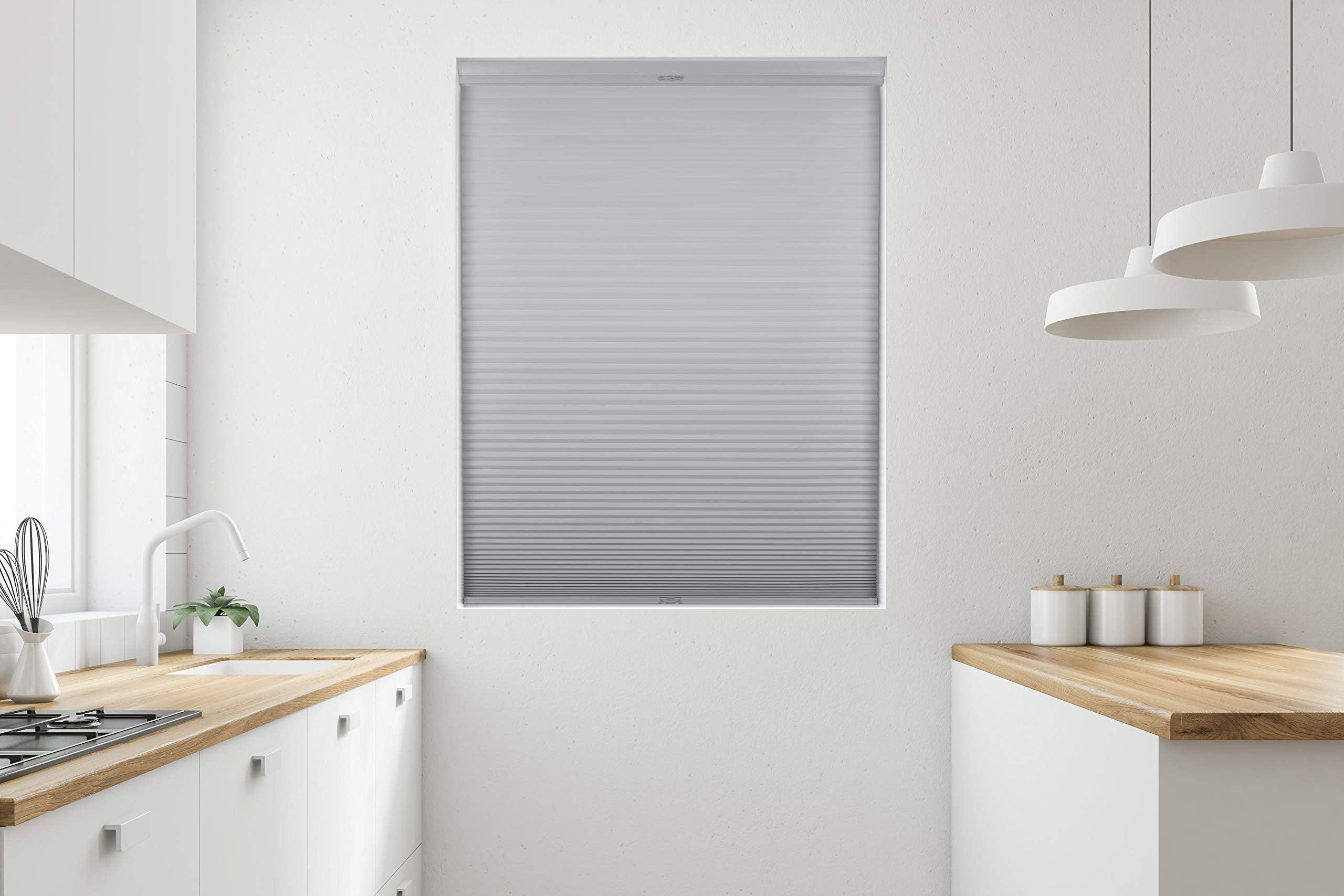 Arlo Blinds Grey Light Filtering Top Down Bottom Up Deluxe Cordless Cellular Shades - Size: 24'' W X 60'' H, Cordless Honeycomb
