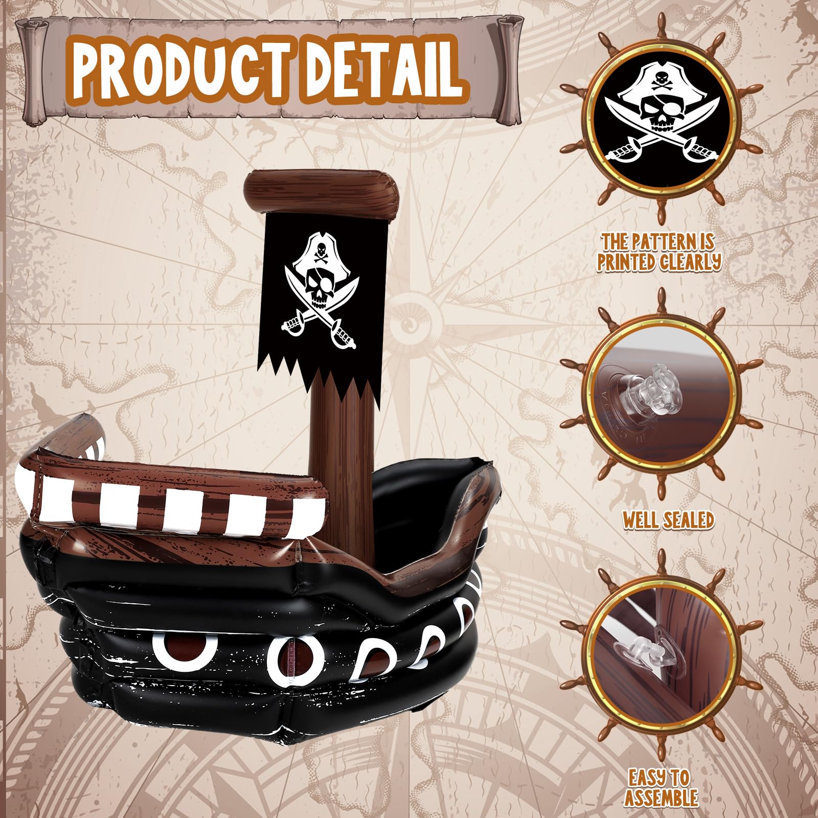 Halloween Inflatable Pirate Cooler Inflatable Serving Bar Food Container Drink Cooler Inflatable Drink Holder Pool For Halloween
