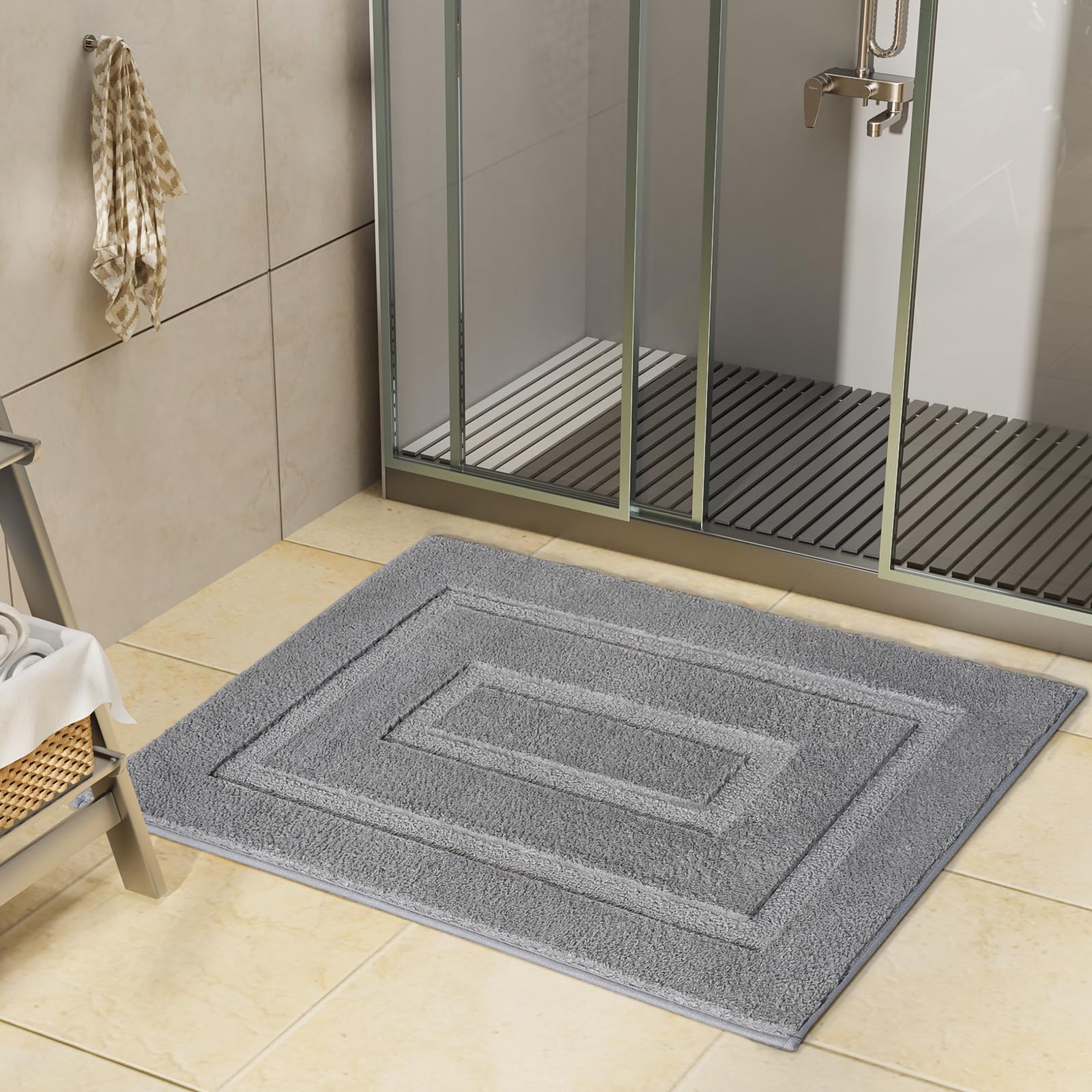 Homore Bath Rug, Grey Bathroom Rug 24X36 Inch Soft Absorbent Microfiber Bathroom Runner Rug, Washable Bath Runner Rugs For Bathr