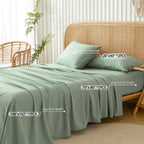 Cottebed Boho Washed Polycotton King Bed Sheet - Ultra-Soft Vintage Wrinkle Look 16'' Deep Pocket King Sized Bedding Set, Home C