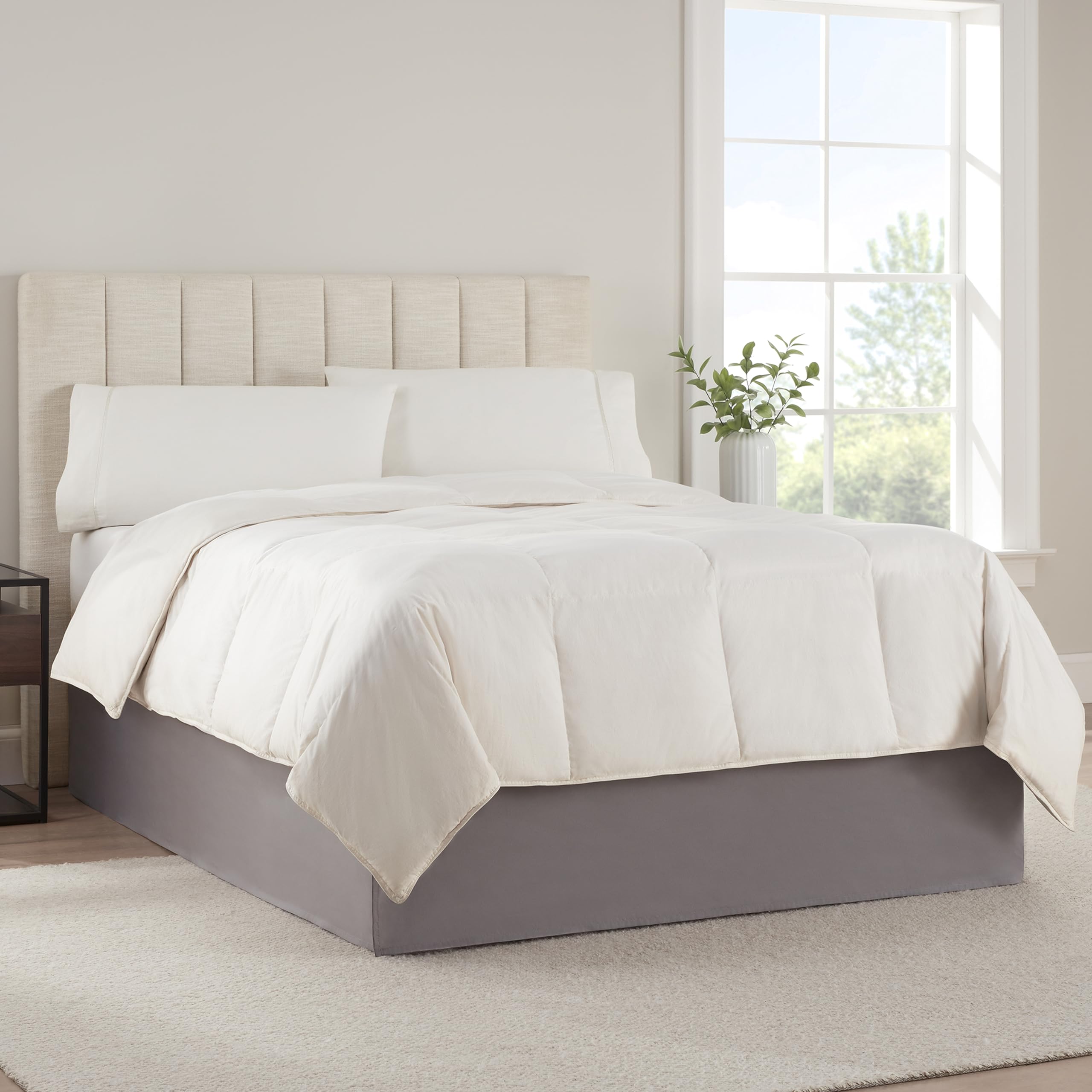 SERTA King Bed Skirt - Modern Dark Grey Dust Ruffle, 13 Inch Drop, Hotel Quality, Machine Washable