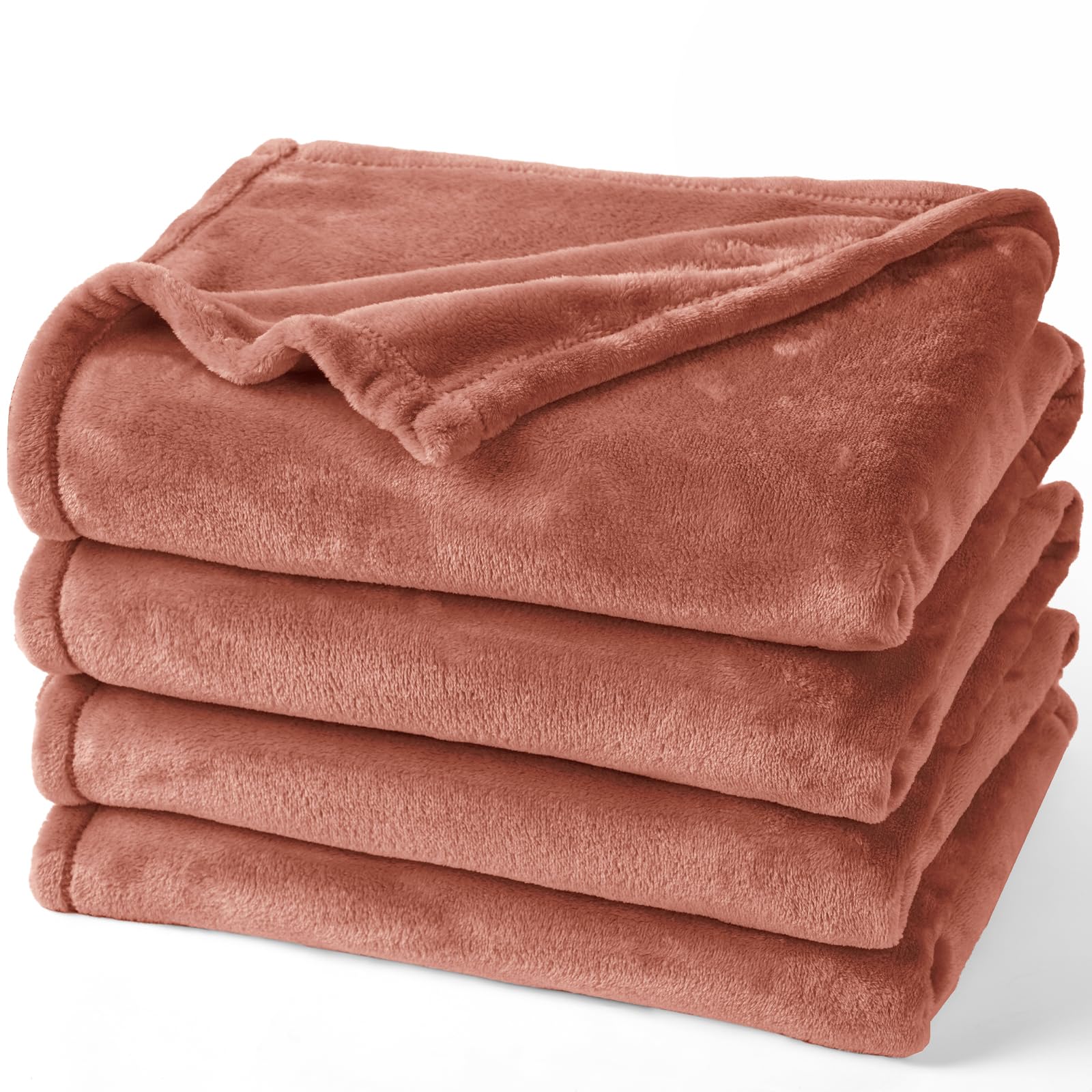 Phf Ultra Soft Fleece Blanket Twin Size, No Shed No Pilling Luxury Plush Cozy 300Gsm Lightweight Blanket For Bed, Couch, Chair, Sofa Suitable For All Season, 66' X 90', Brick Red