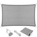 Eden'S Decor Straight Flat-Edged Sun Shade Sail Rectangular 18' X 20' Grey Uv-Blocking Outdoor Canopy Fabric Cloth Awning For Pe