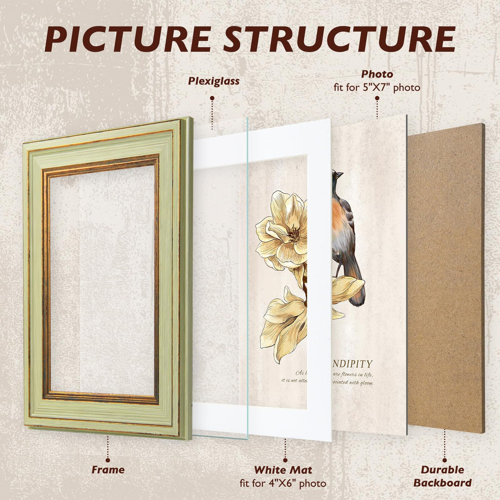Aaq 4 Pack 5X7 Picture Frame - Picture Frames With Plexiglass,Photo Frame For Wall & Tabletop Picture Frames