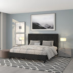 Flash Furniture Roxbury King Size Tufted Upholstered Platform Bed In Black Fabric
