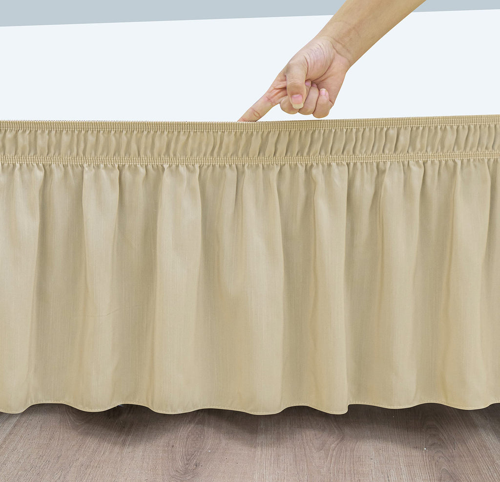 Biscaynebay Wrap Around Bed Skirt King Cal King Sand Polyester 15" Drop