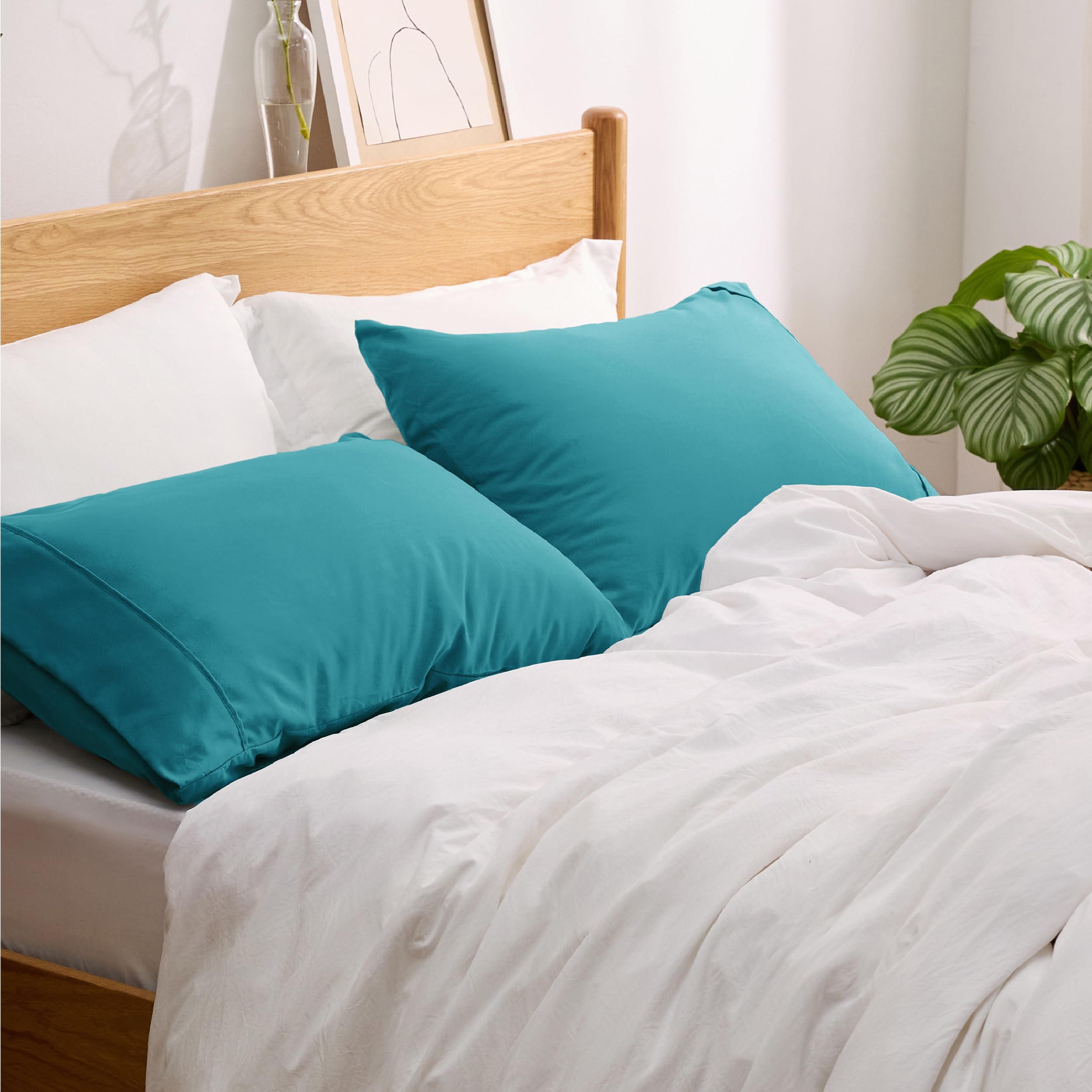 Bedsure Pillow Cases Standard Size Set Of 2 - Teal Brushed Microfiber Pillowcases, Super Soft And Cozy Pillowcase, Pillow Case Covers With Envelop Closure, 20X26 Inches