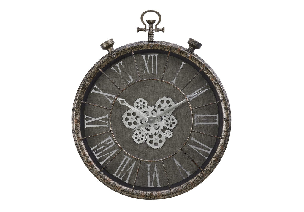 Monarch Specialties I 9075 Clocks, 24' Round, Gear Mechanism, Wall Clock, Grey, Transitional