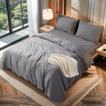 Lbro2M 100% Cotton 1200 Thread Count Full Size Sheets Set,16 Inches Deep Pocket,Bed Sheet 4 Piece Sets(Grey, Full)