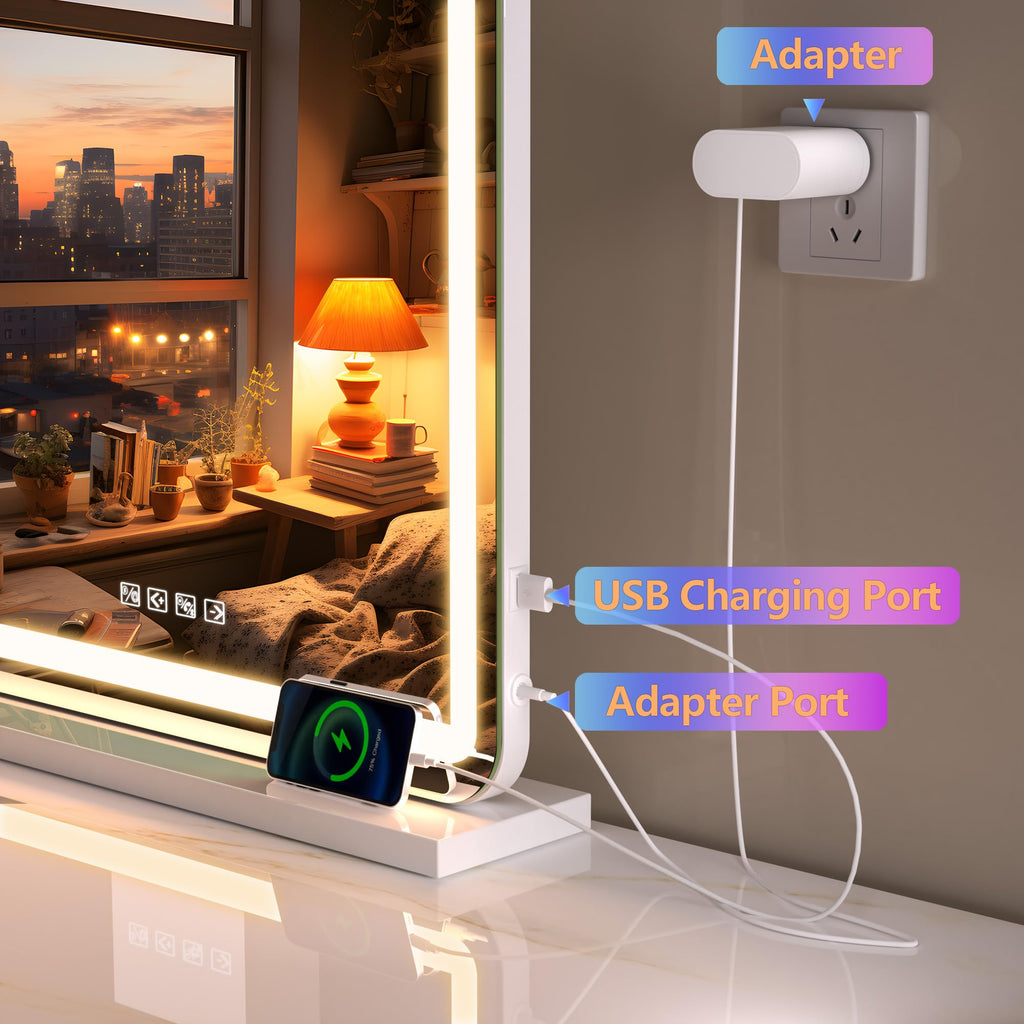 Hasipu Vanity Mirror With Lights And Bluetooth Speaker, 20' X 25' Led Makeup Mirror, Light Up Mirror With 10X Magnification An