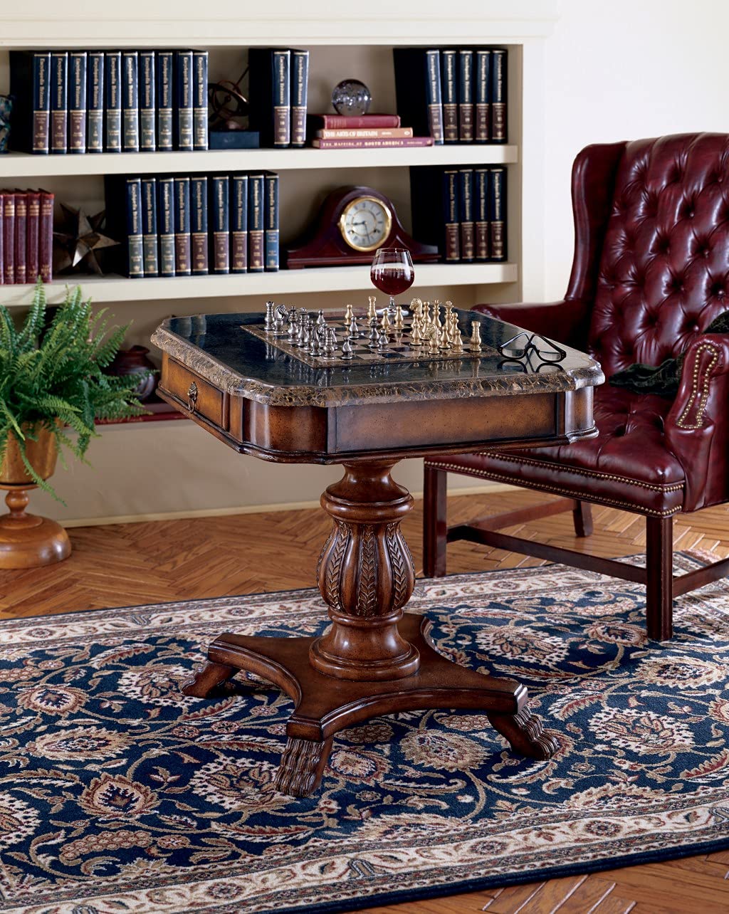 HomeRoots Multi-Color Resin, Fossil Stone Veneer Carlyle Fossil Stone Game Table