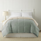 Modern Threads Down Alternative Microfiber Quilted Reversible Comforter & Duvet Insert - Soft, Comfortable Alternative To Goose Down - Bedding For All Seasons Seafoam/Almond Twin
