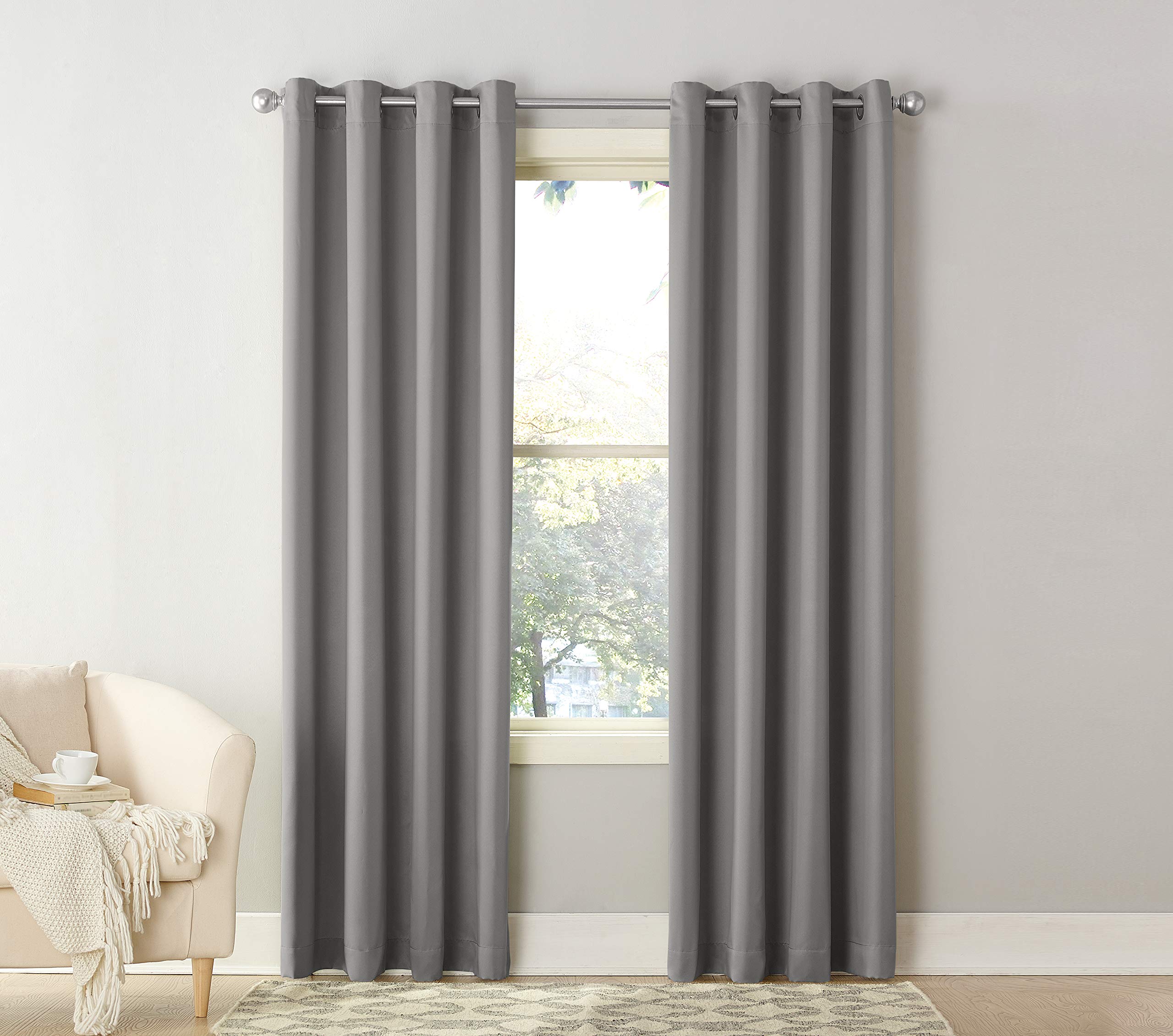 Sun Zero Becca Energy Efficient Grommet Curtain Panel, 40'' X 63'', Gray