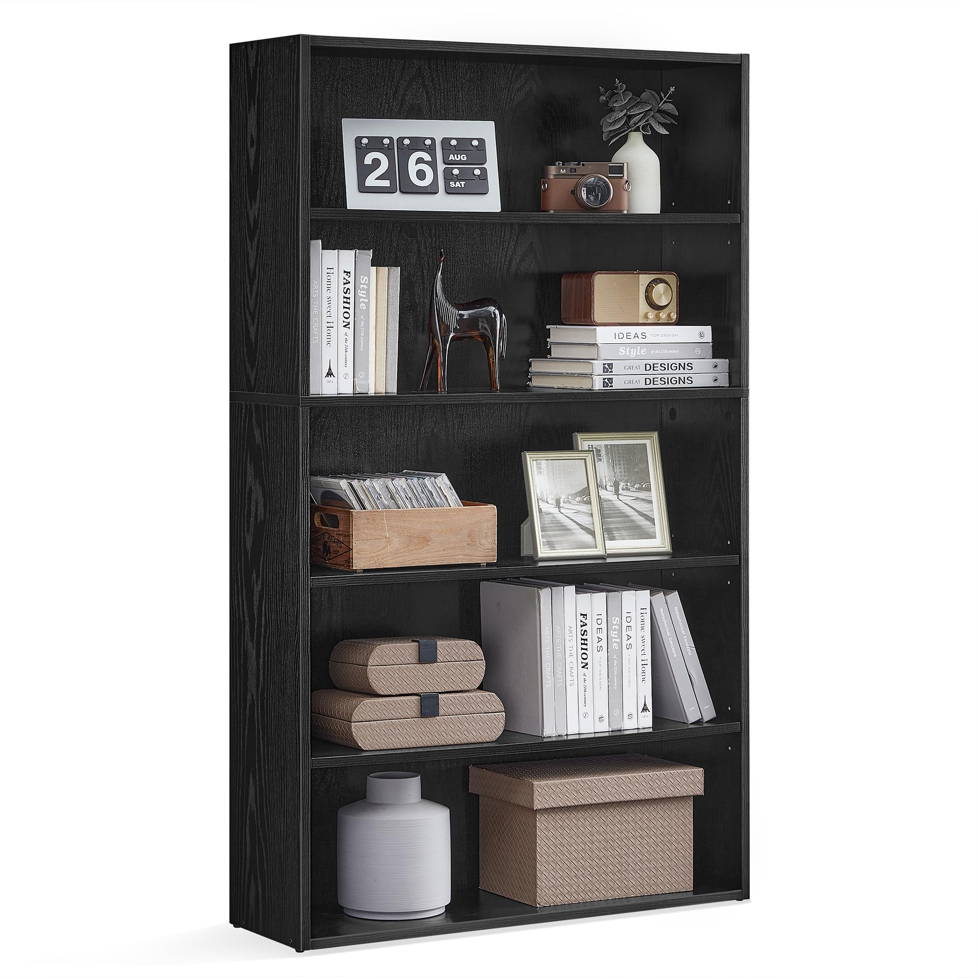 Vasagle Bookshelf, 30 Inches Wide, 5-Tier Open Bookcase With Adjustable Storage Shelves, Floor Standing Unit, Ebony Black Ulbc175T56