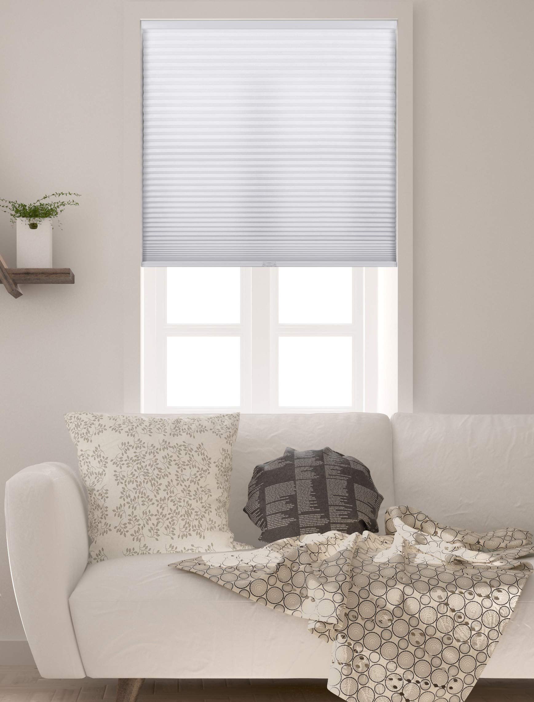 Arlo Blinds Single Cell Light Filtering Cordless Cellular Shades, Color: Pure White, Size: 30'' W x 48'' H