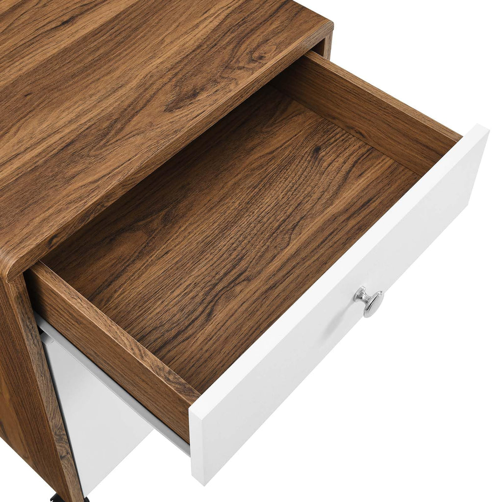 Modway Transmit Modern Wood & Plastic File Cabinet In Walnut/White
