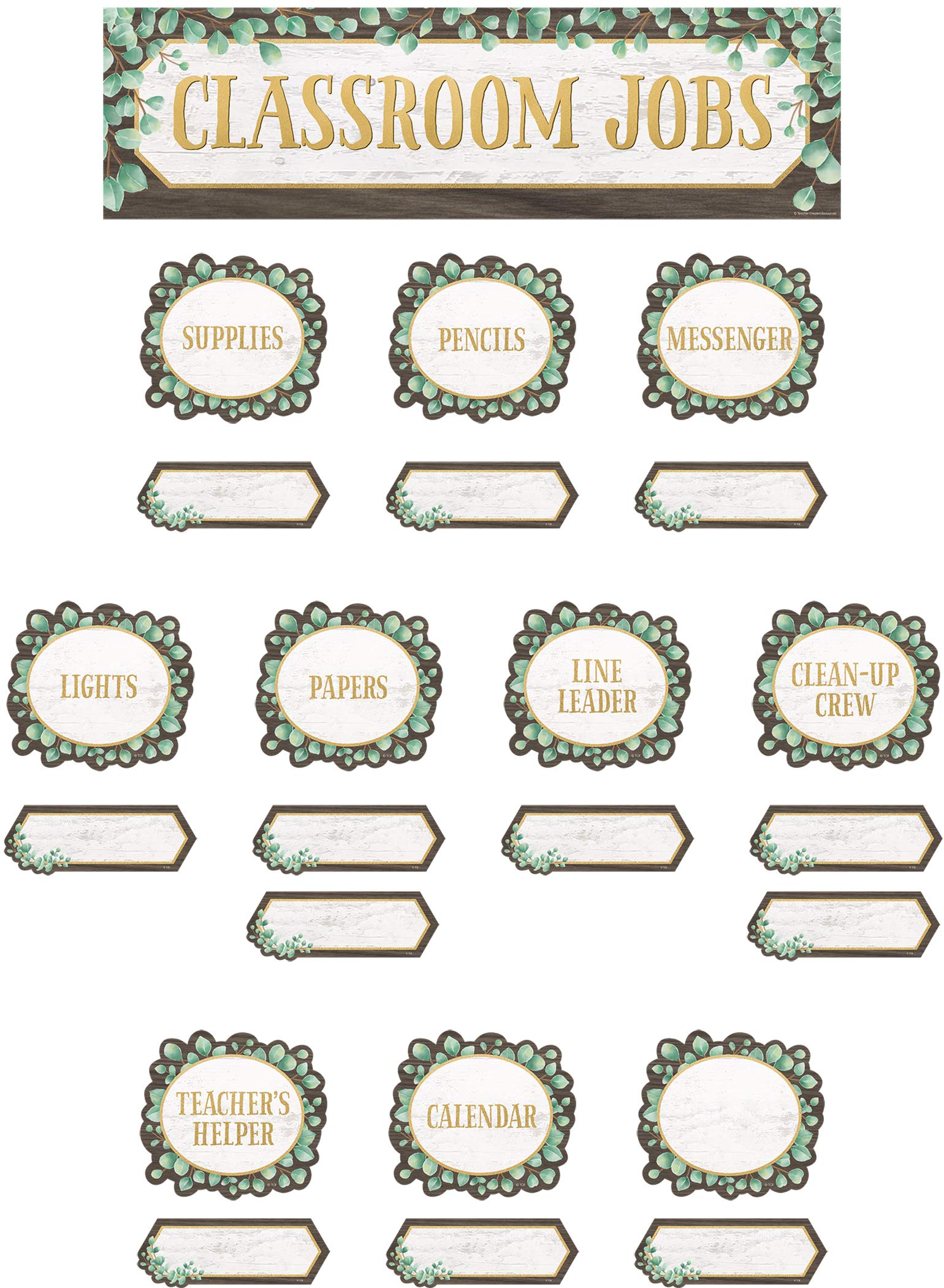 Teacher Created Resources Eucalyptus Classroom Jobs Mini Bulletin Board Set