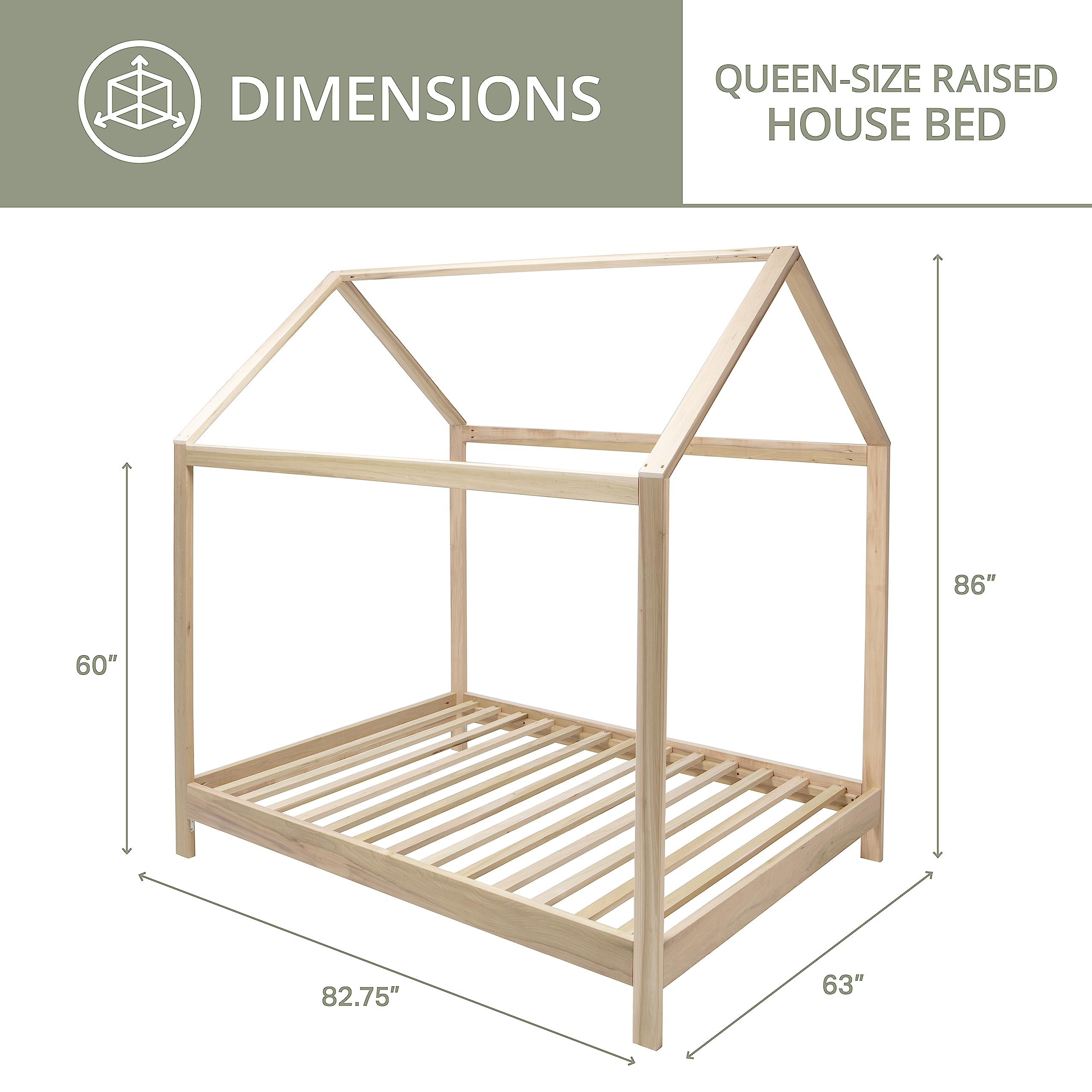 American Furniture Classics Model Queen SR Queen Size House Bed with Raised Base