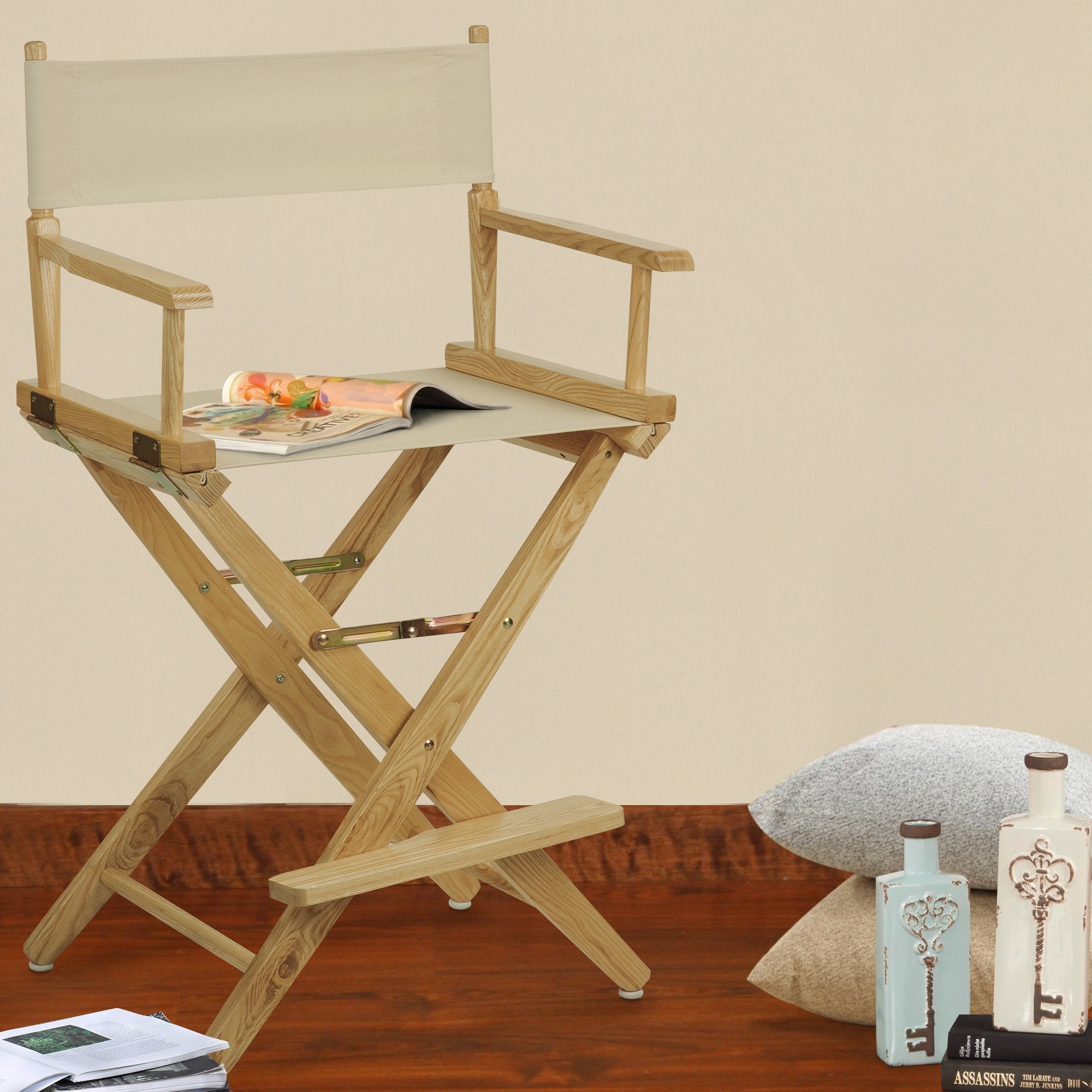 American Trails Extra-Wide Premium 24" Director's Chair Natural Frame with Natural Canvas, Counter Height