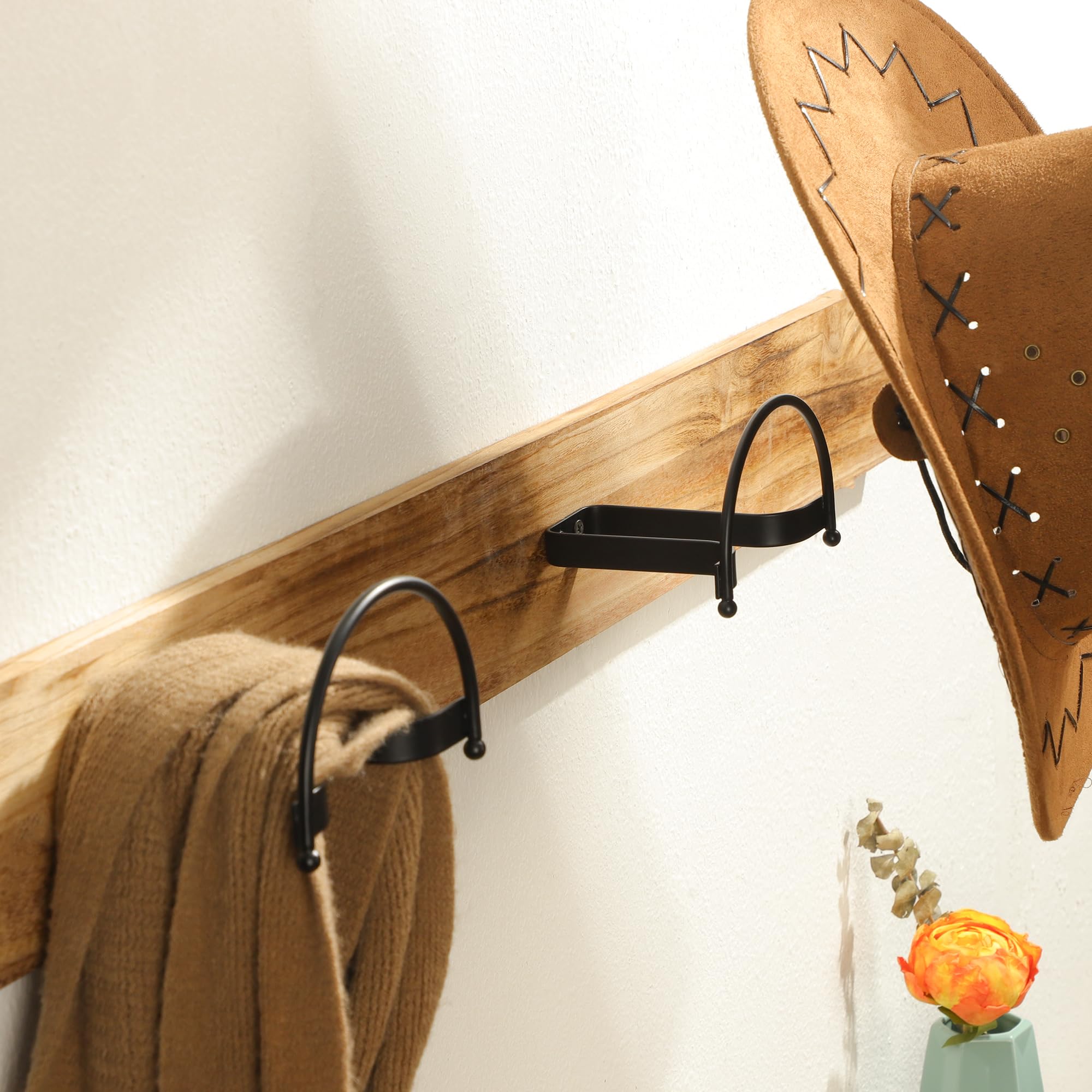 Taozun Cowboy Hat Rack 4 Packs Cowboy Hat Holder Hat Hanger Wall Mount Black Hat Hooks For Display(A Beautiful Christmas Gift)