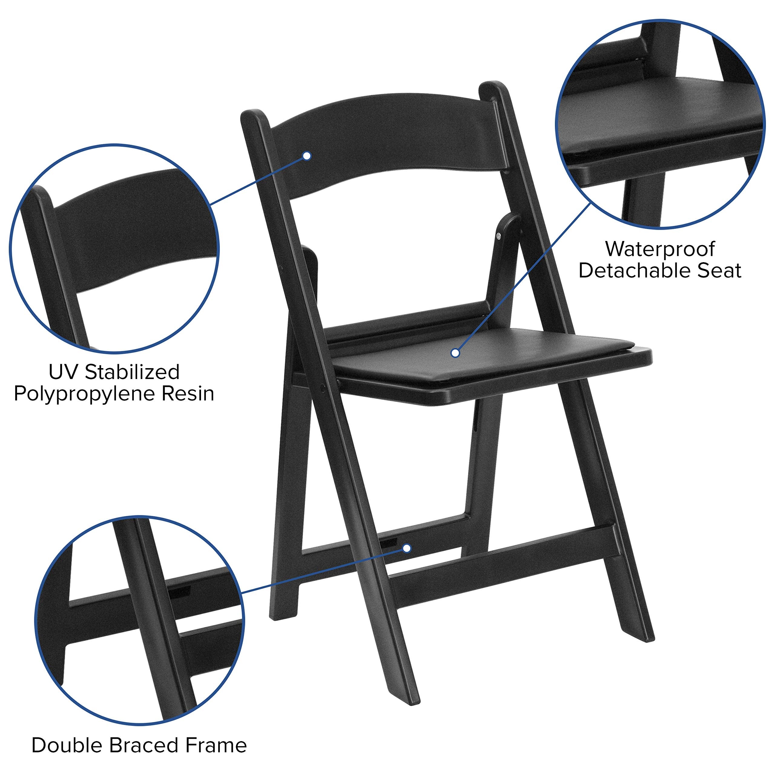 Flash Furniture Hercules Series Folding Chairs For Weddings And Formal Events, Stackable Commercial Event Seats With 1,000-Lb. Static Weight Capacity, Set Of 4, Black