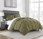 Chezmoi Collection Olive Green Down Alternative Comforter Oversized King - 3-Piece Lightweight Comforter Set - All Seasons Micro