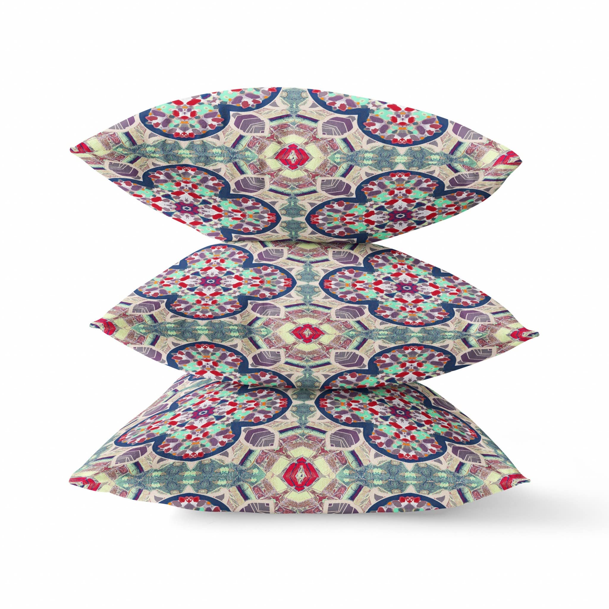 HomeRoots Maroon Green Mauve Blue Cloverleaf Boho Suede Throw Pillow